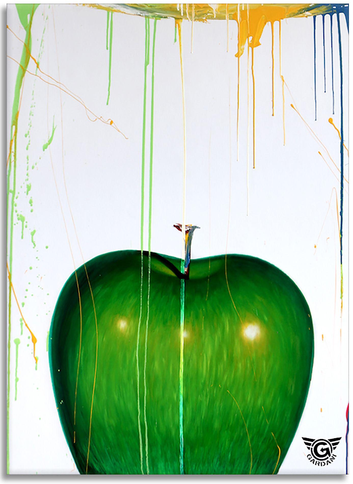 Grüner Apfel, Gemälde, Acryl auf Leinwand – Painting von Gardani Art