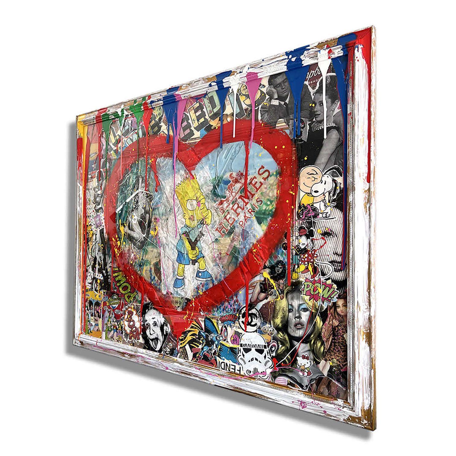 Heal's Broken Heart - Peinture originale sur carte, Peinture, Acrylique sur papier - Pop Art Painting par Gardani Art