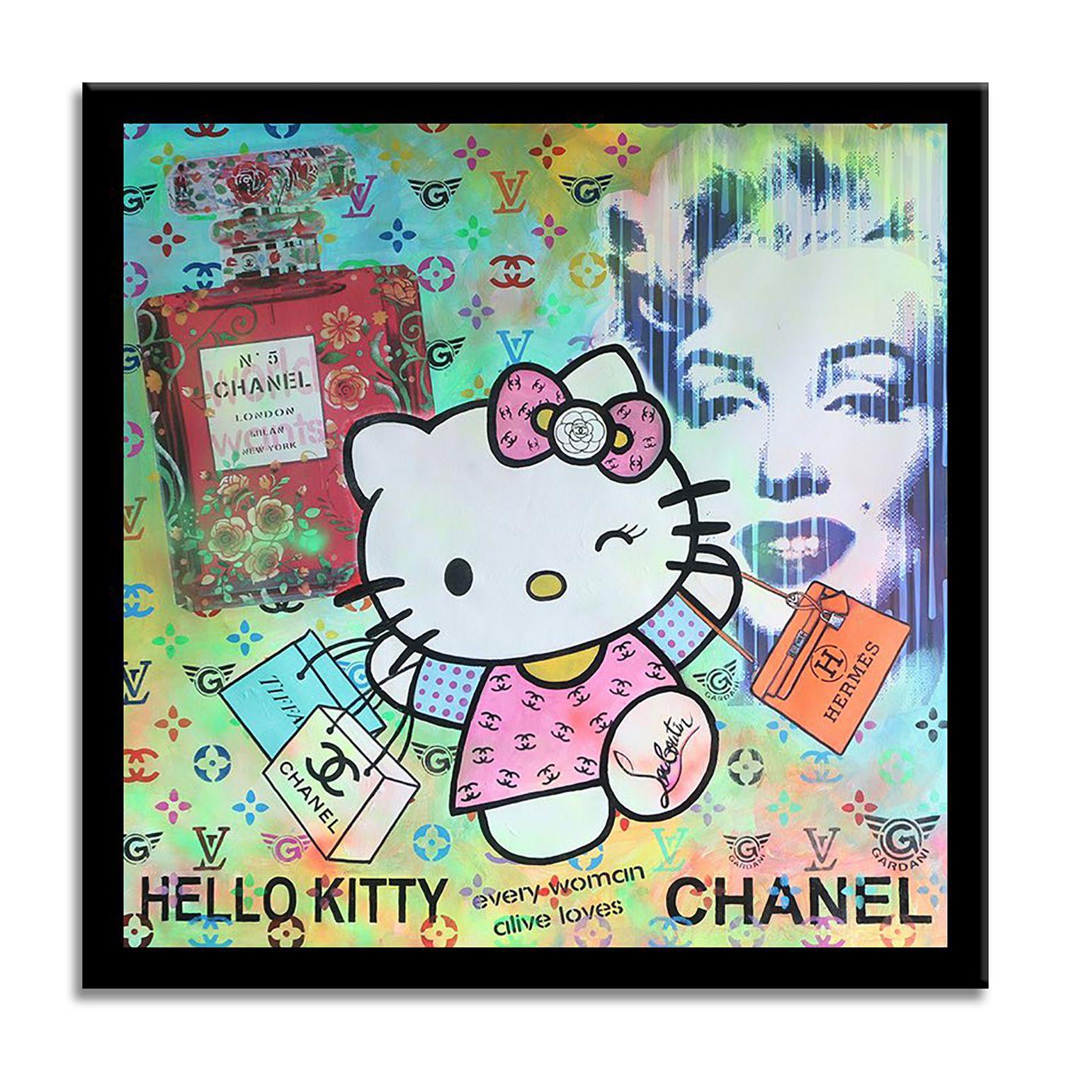 Hello Kitty Chanel â€“ Original Painting on canvas, Painting, Acrylic on Canvas For Sale 2
