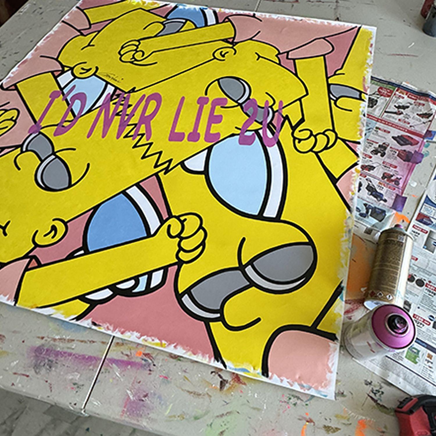 I'd never lieh dir Bart, Gemälde, Acryl auf Leinwand im Angebot 1