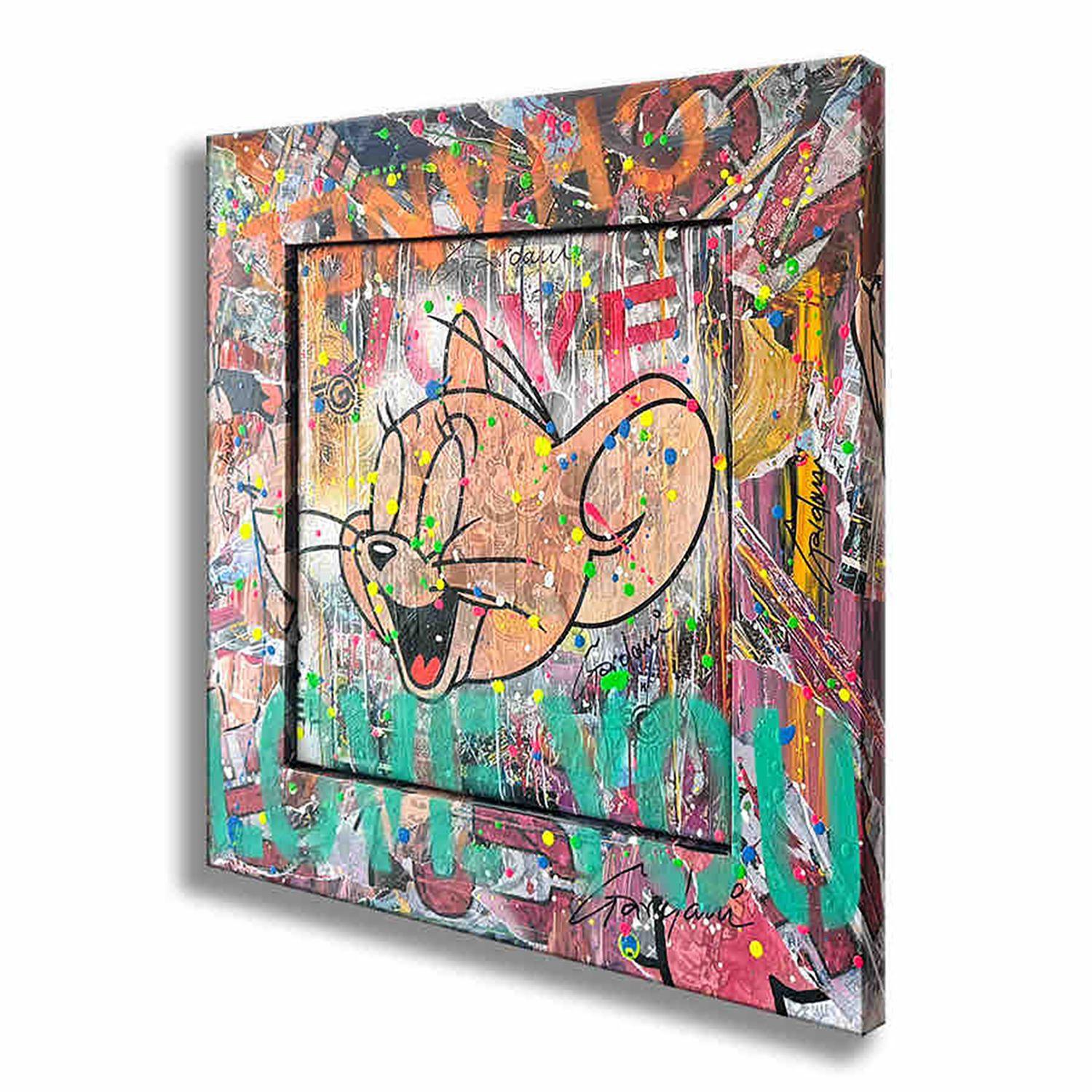 Einzigartiges Pop-Art-Originalgemälde auf Leinwand von Gardani, handsigniert vom Künstler auf der Vorder- und Rückseite, kommt mit offiziellem Gardani-Echtheitszertifikat mit einer einzigartigen Dollarschein-Sequenz als Registrierungsnummer für