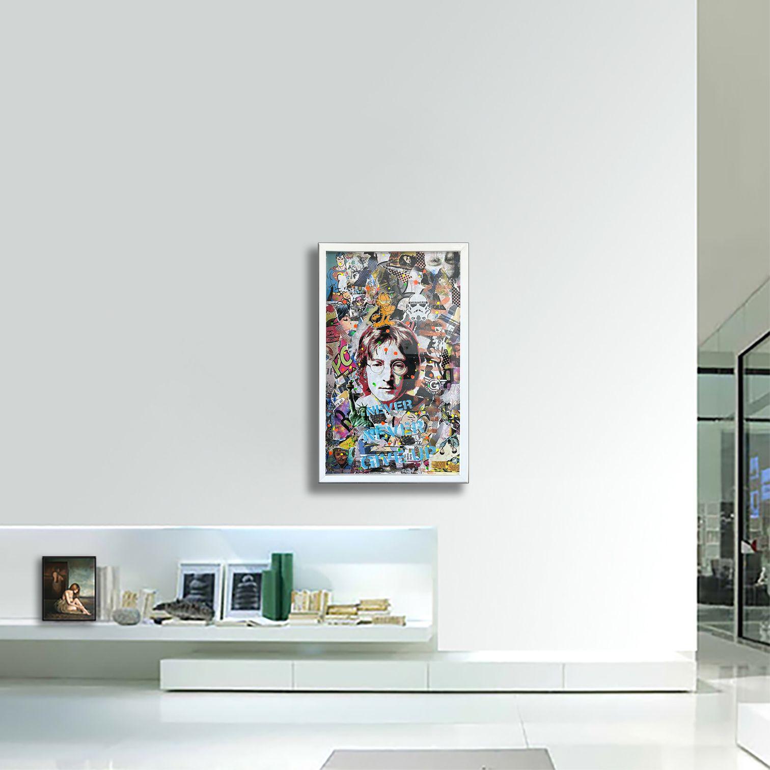 John Lennon Ocean - Originalgemälde auf Papier, Gemälde, Acryl auf Papier im Angebot 1