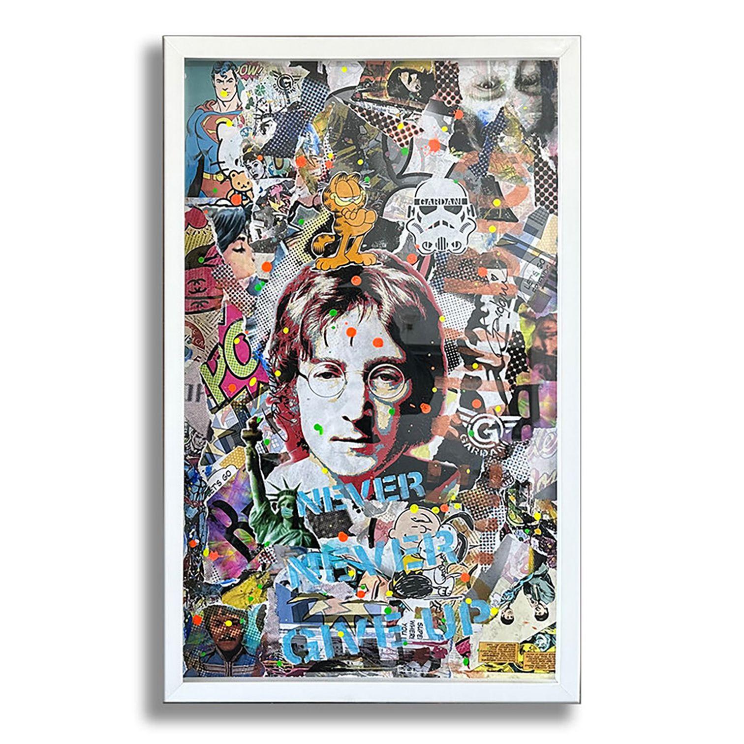 John Lennon Ocean - Originalgemälde auf Papier, Gemälde, Acryl auf Papier im Angebot 2