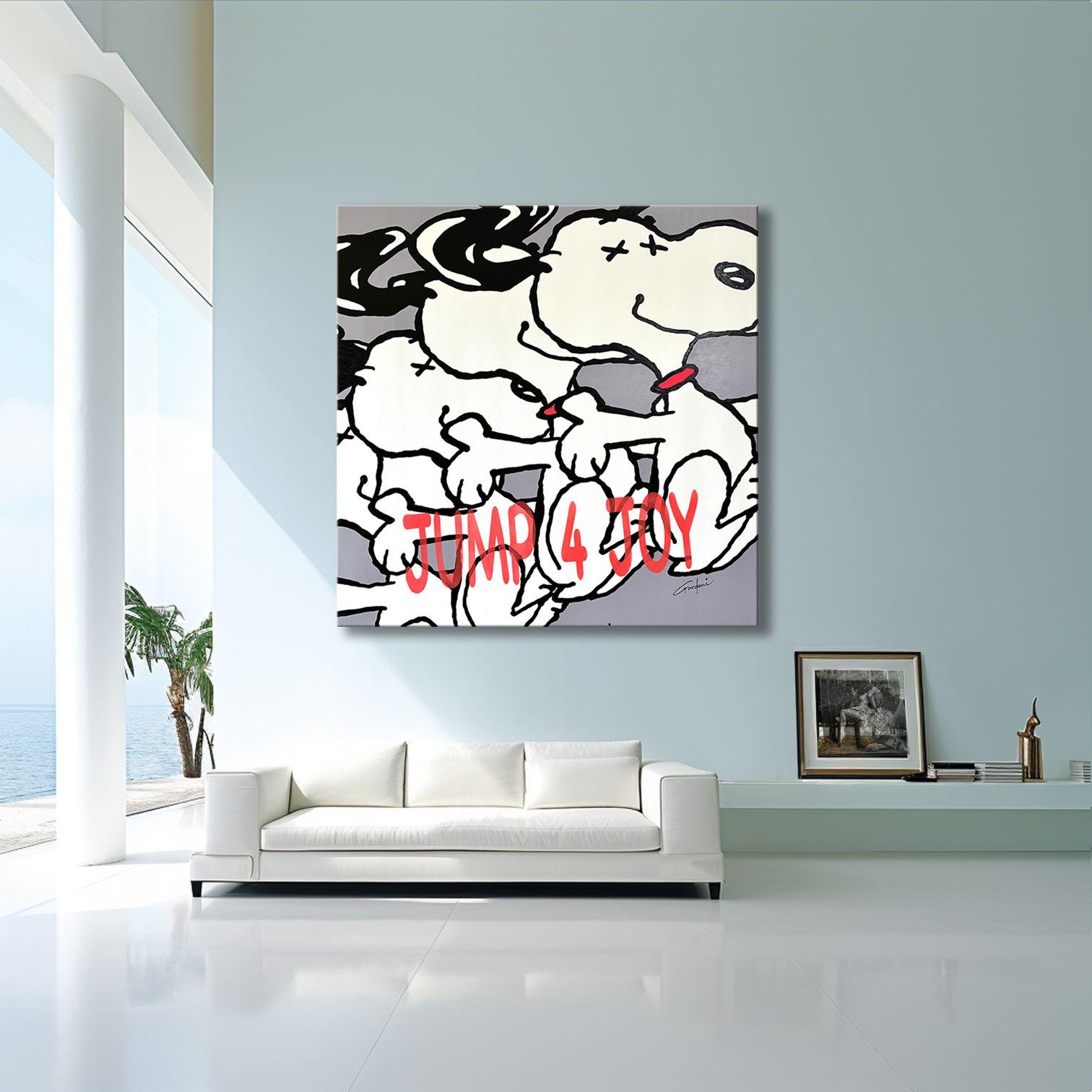 Jump for Joy Snoopy, Painting, Acrylic on Canvas For Sale 4