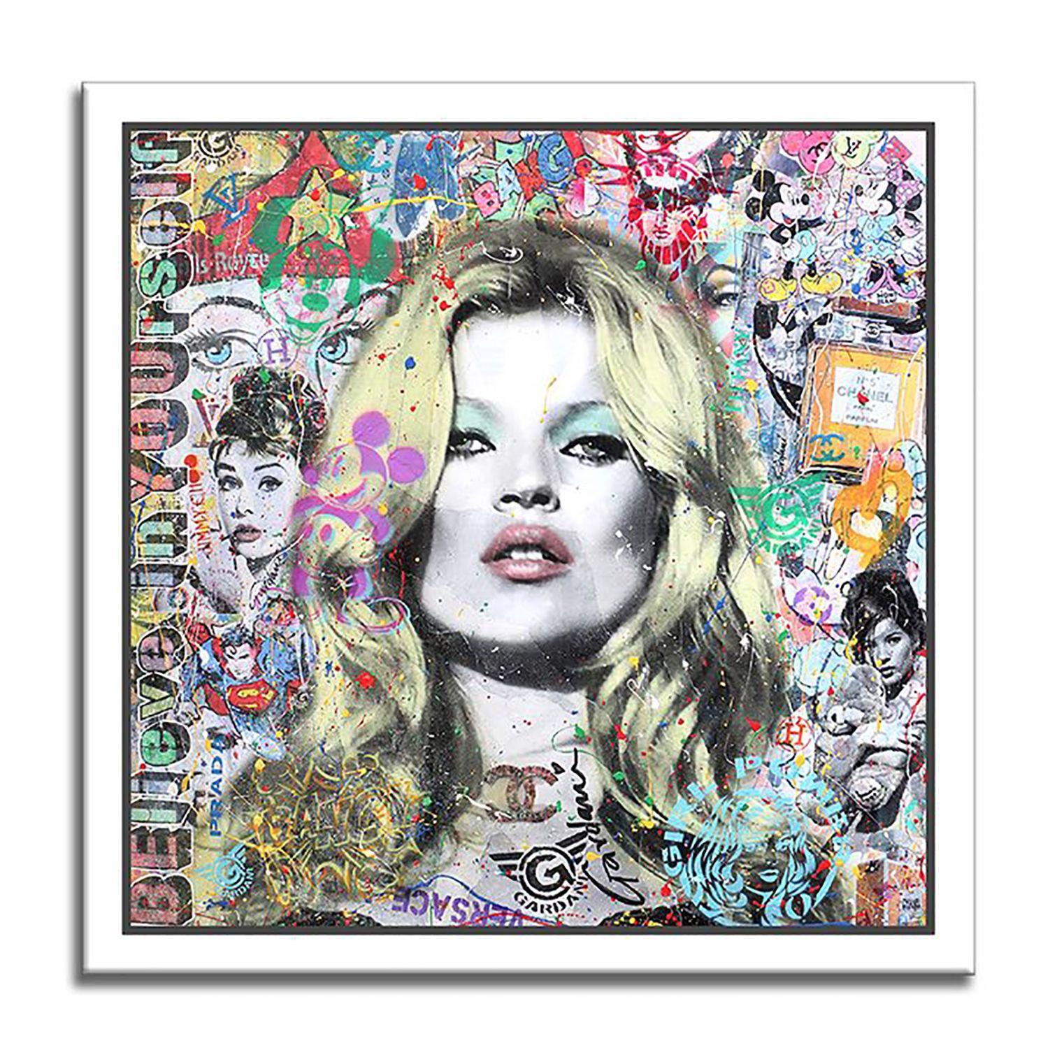 Kate Moss Believe in yourself, Painting, Acrylic on Canvas For Sale 3