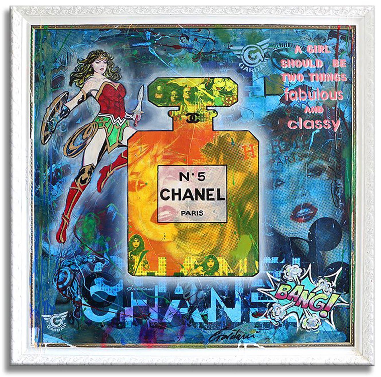 Kate Moss Chanel – fabelhaftes Gemälde, Acryl auf Leinwand