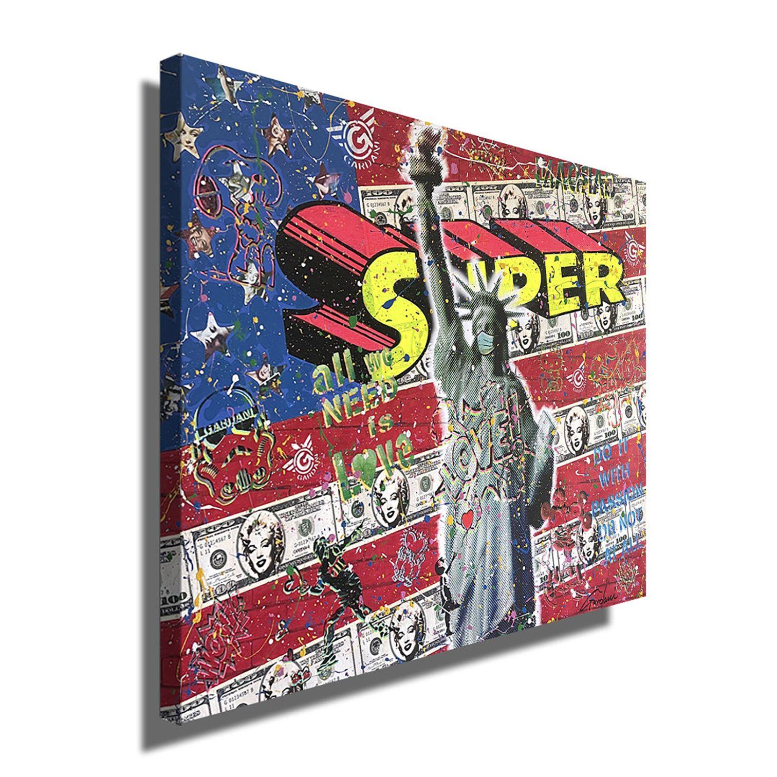 Lady Liberty, Gemälde, Acryl auf Leinwand (Pop-Art), Painting, von Gardani Art