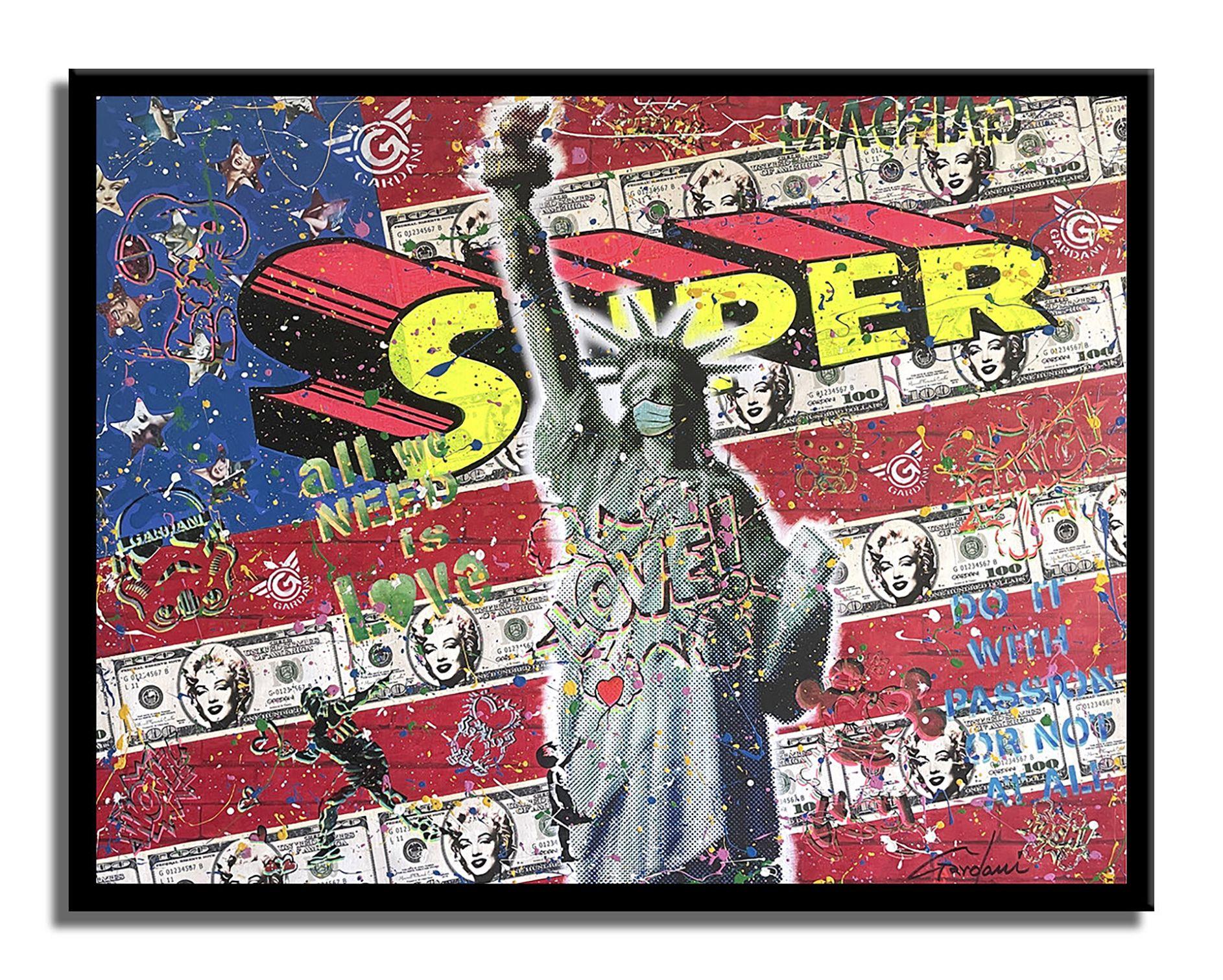 Original-Gemälde auf Leinwand.    Einzigartiges Pop-Art-Originalgemälde auf Leinwand von Gardani für Sie verfügbar. Handsigniert vom Künstler auf der Vorder- und Rückseite, mit offiziellem Gardani-Echtheitszertifikat mit einer einzigartigen