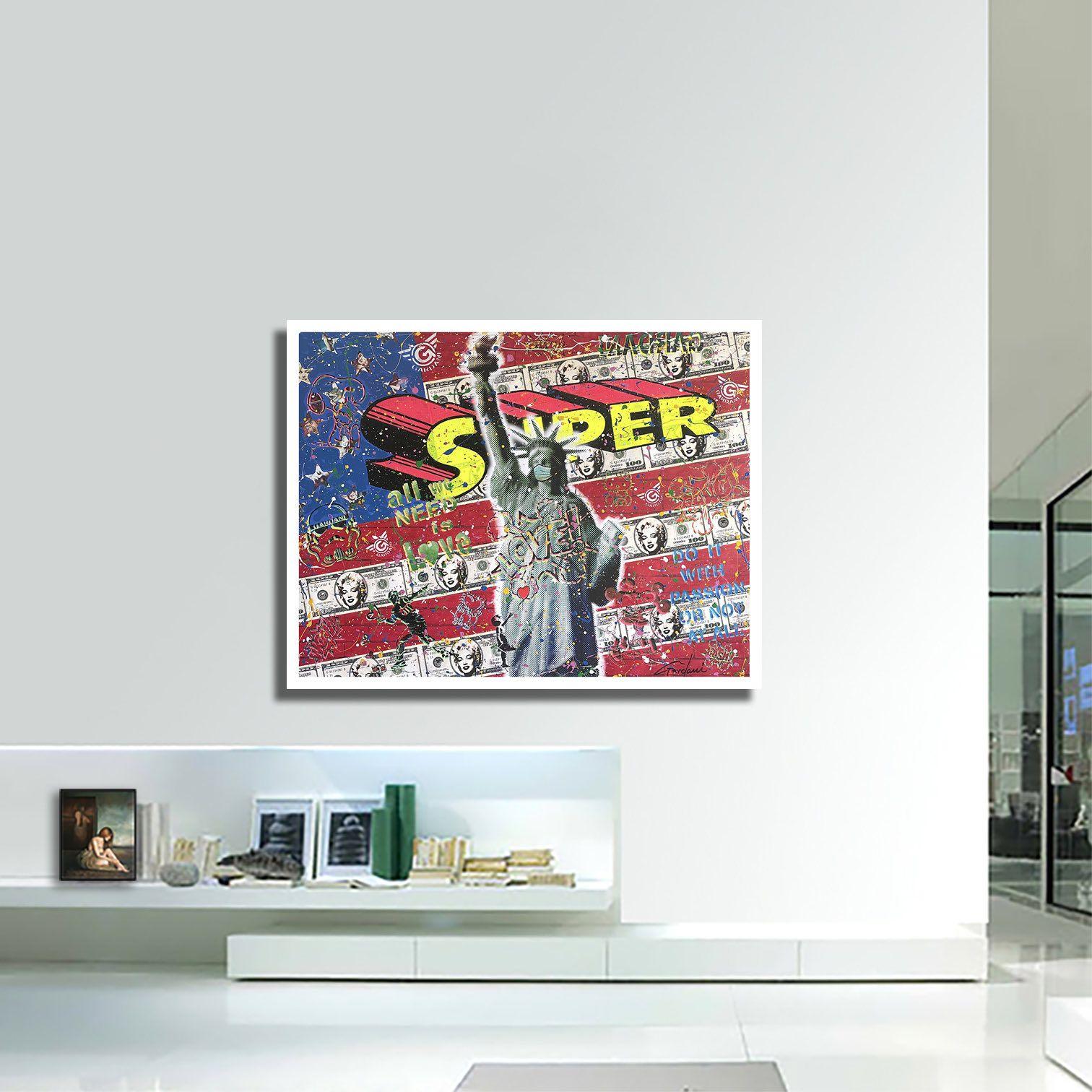 Lady Liberty, Gemälde, Acryl auf Leinwand im Angebot 1