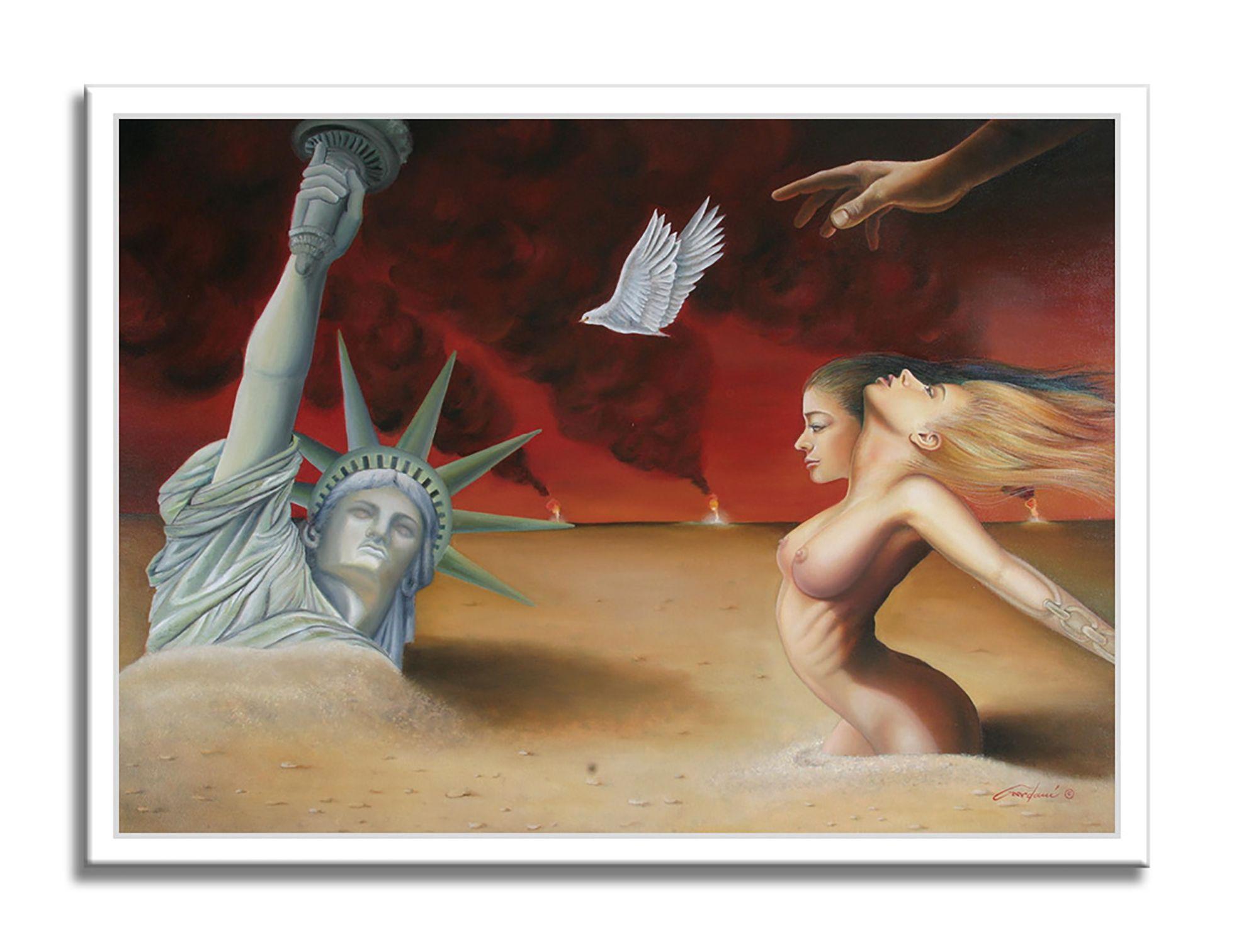 Liberty & Peace, Gemälde, Öl auf Leinwand im Angebot 1