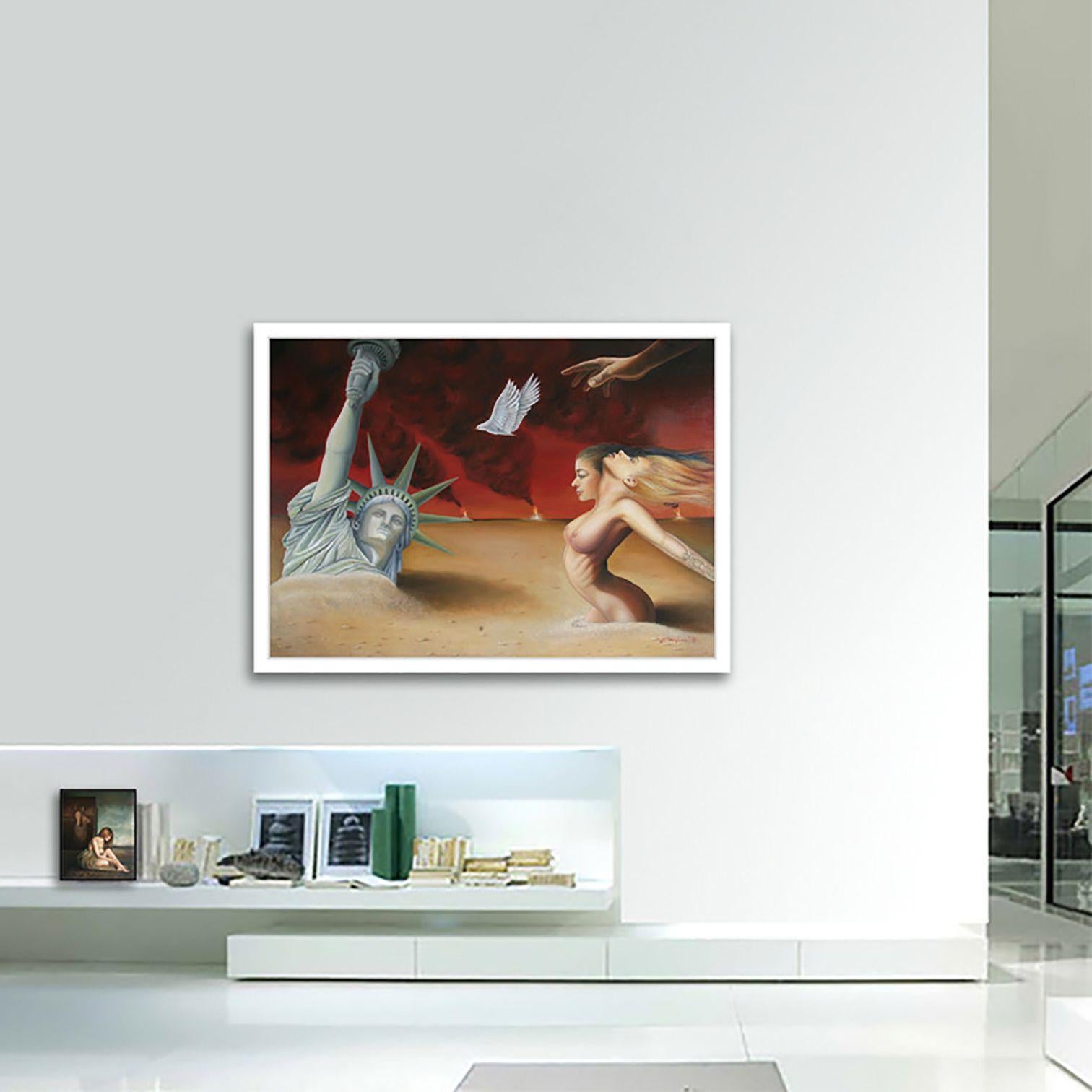 Liberty & Peace, Gemälde, Öl auf Leinwand im Angebot 2