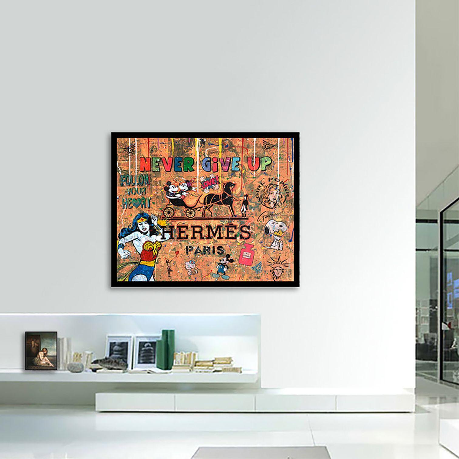 Love Paris Hermes, Pittura, Acrilico su tela in vendita 2