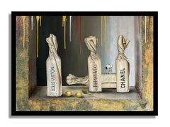 Luxury Bottles â€“ Original Painting on canvas, Painting, Oil on Canvas