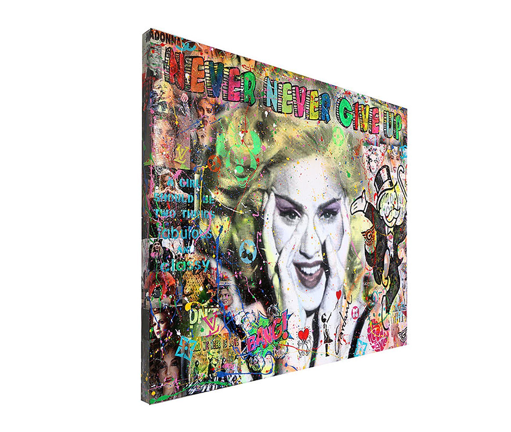 Madonna - Never Give Up, Painting, Acrylic on Canvas For Sale 1