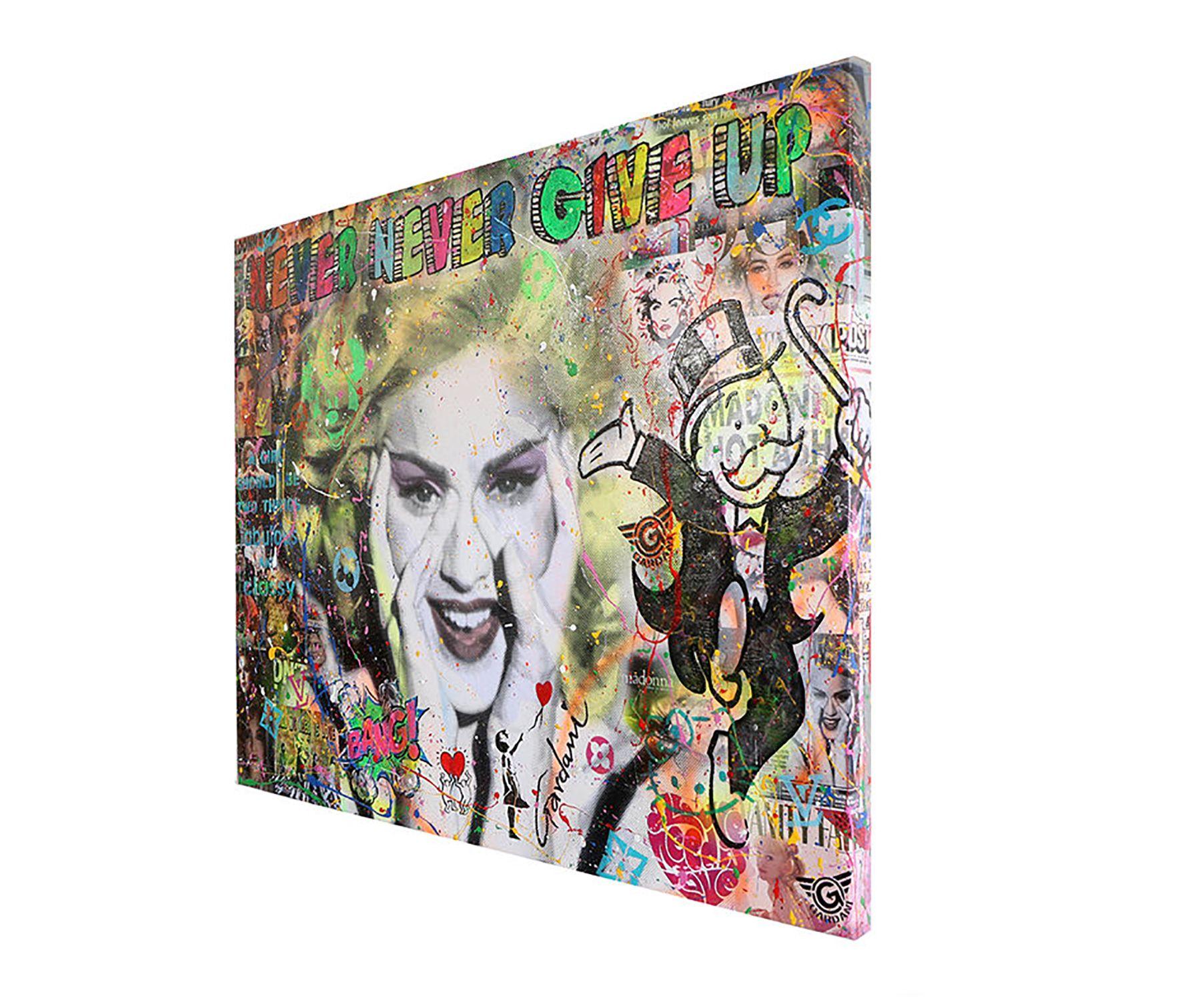 Madonna - Never Give Up, Painting, Acrylic on Canvas For Sale 2