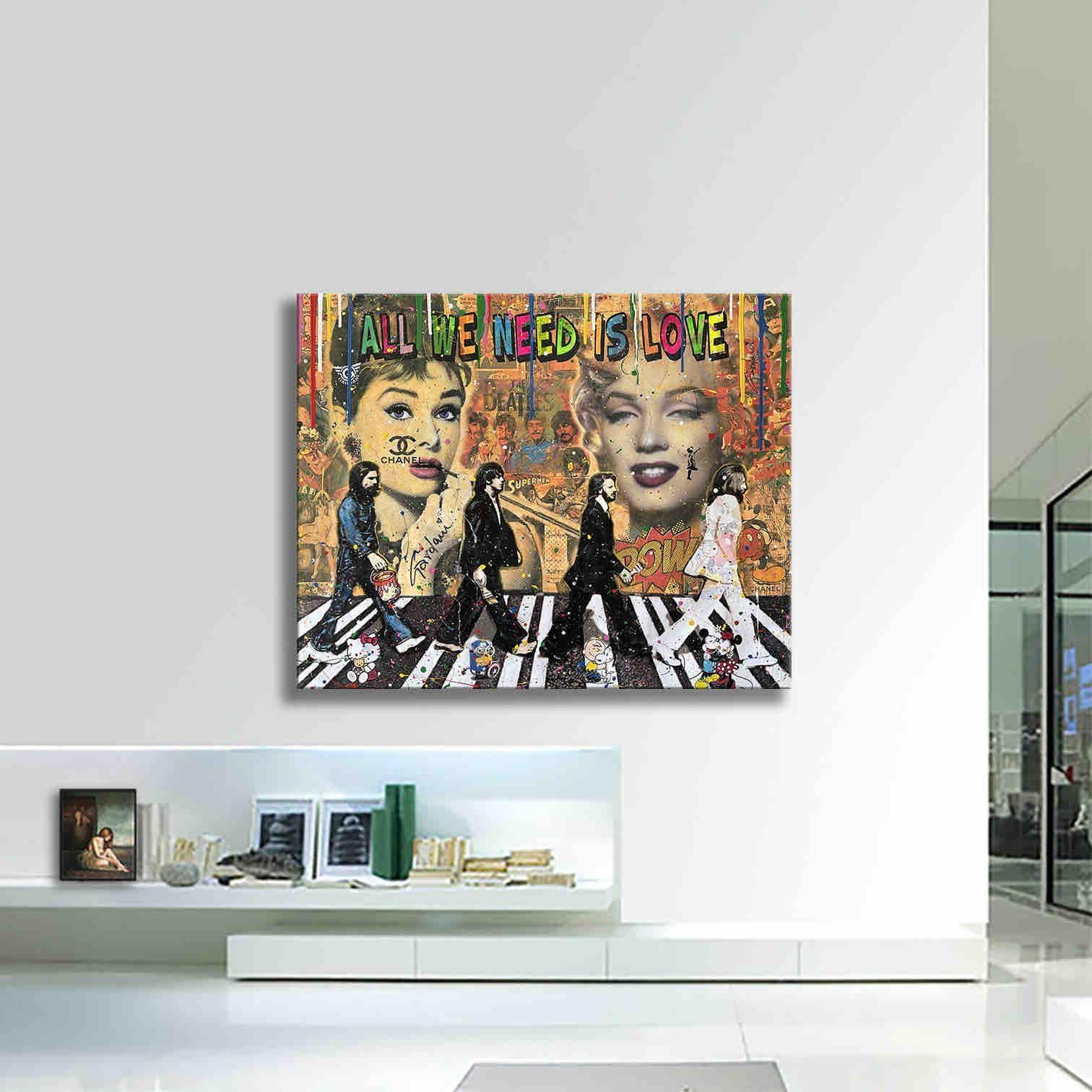 Peinture, acrylique sur toile Marilyn Audrey Beatles - Pop Art Painting par Gardani Art
