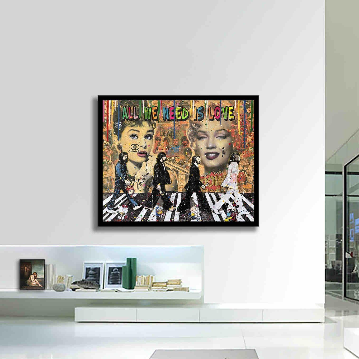 Peinture, acrylique sur toile Marilyn Audrey Beatles en vente 1