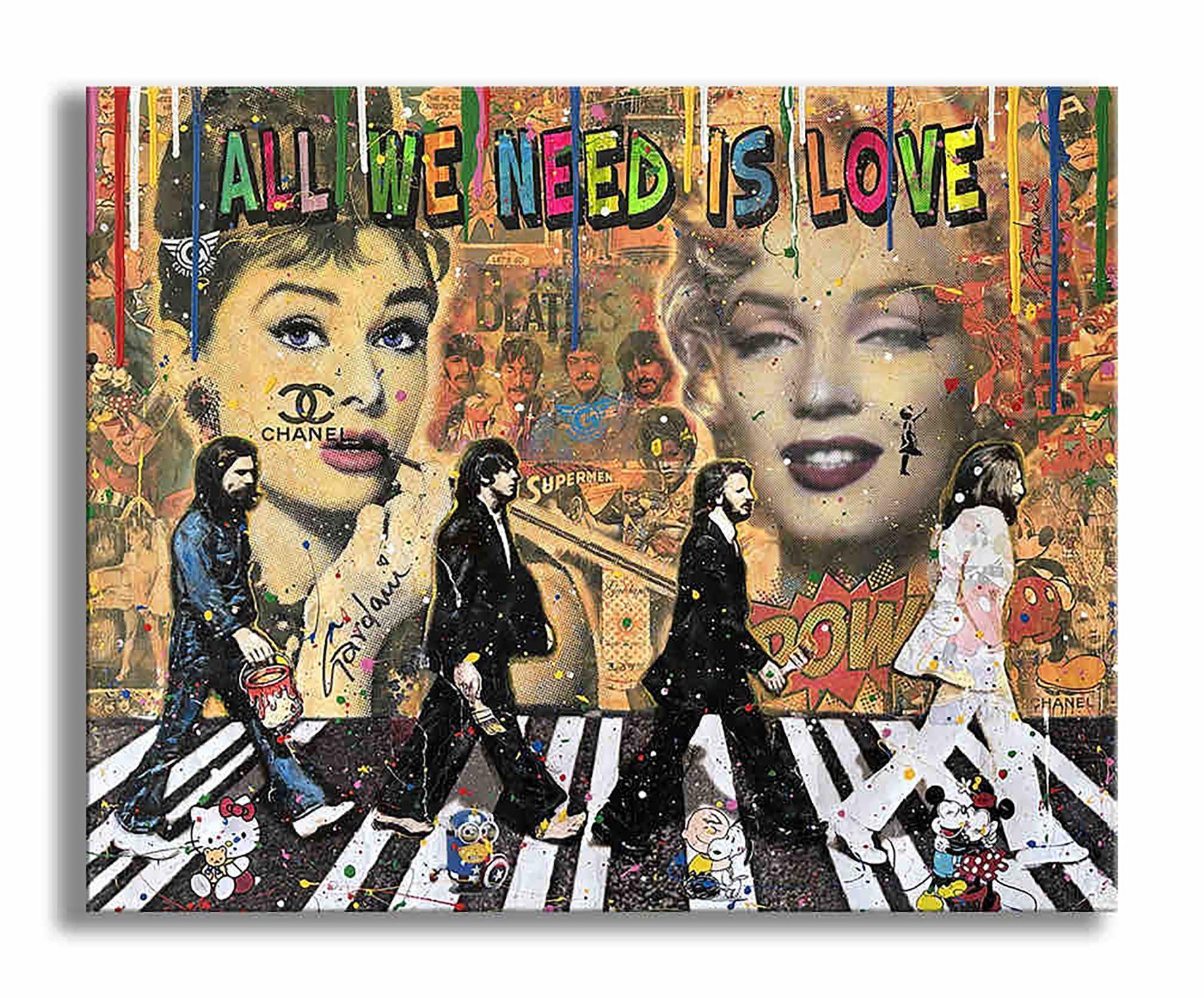Peinture, acrylique sur toile Marilyn Audrey Beatles - Painting de Gardani Art