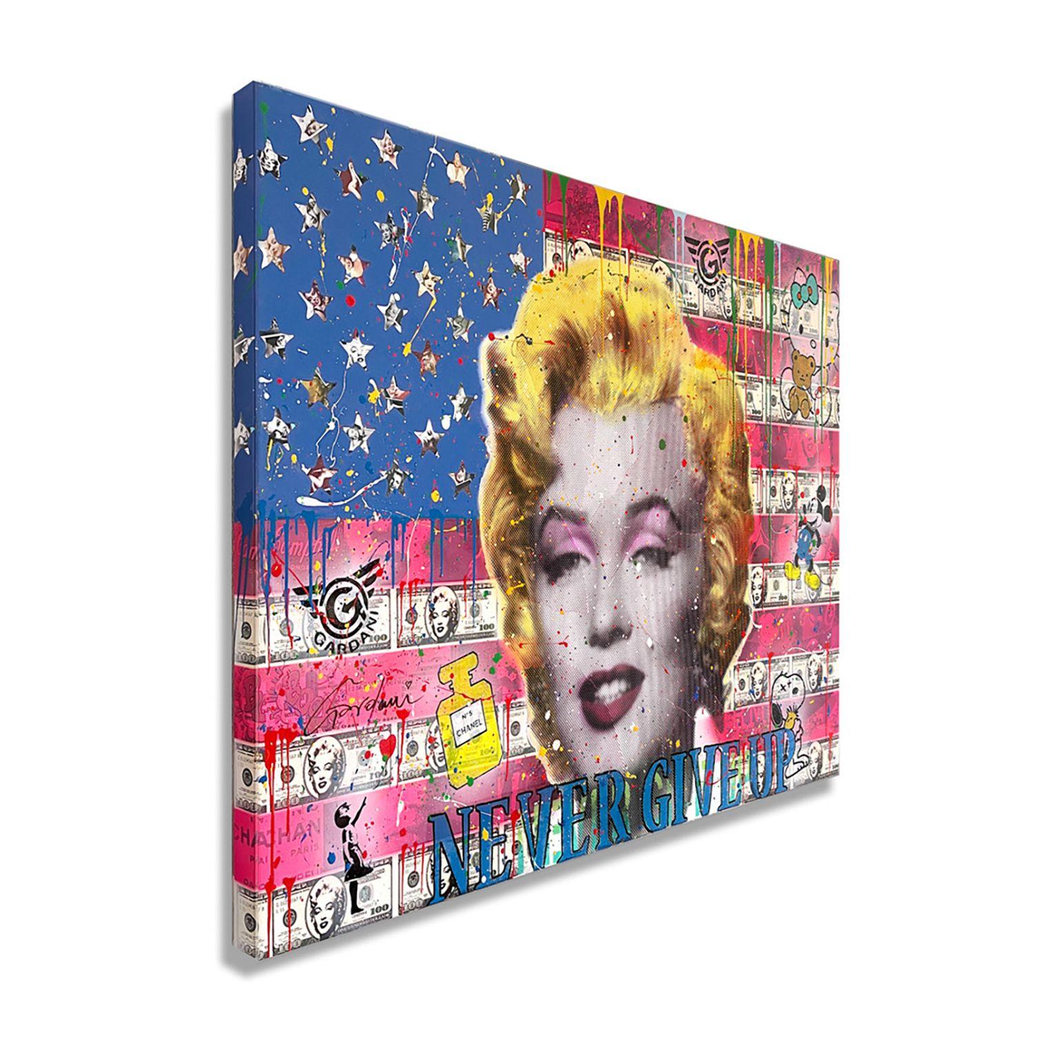Marilyn Monroe Flag, Painting, Acrylic on Canvas For Sale 2