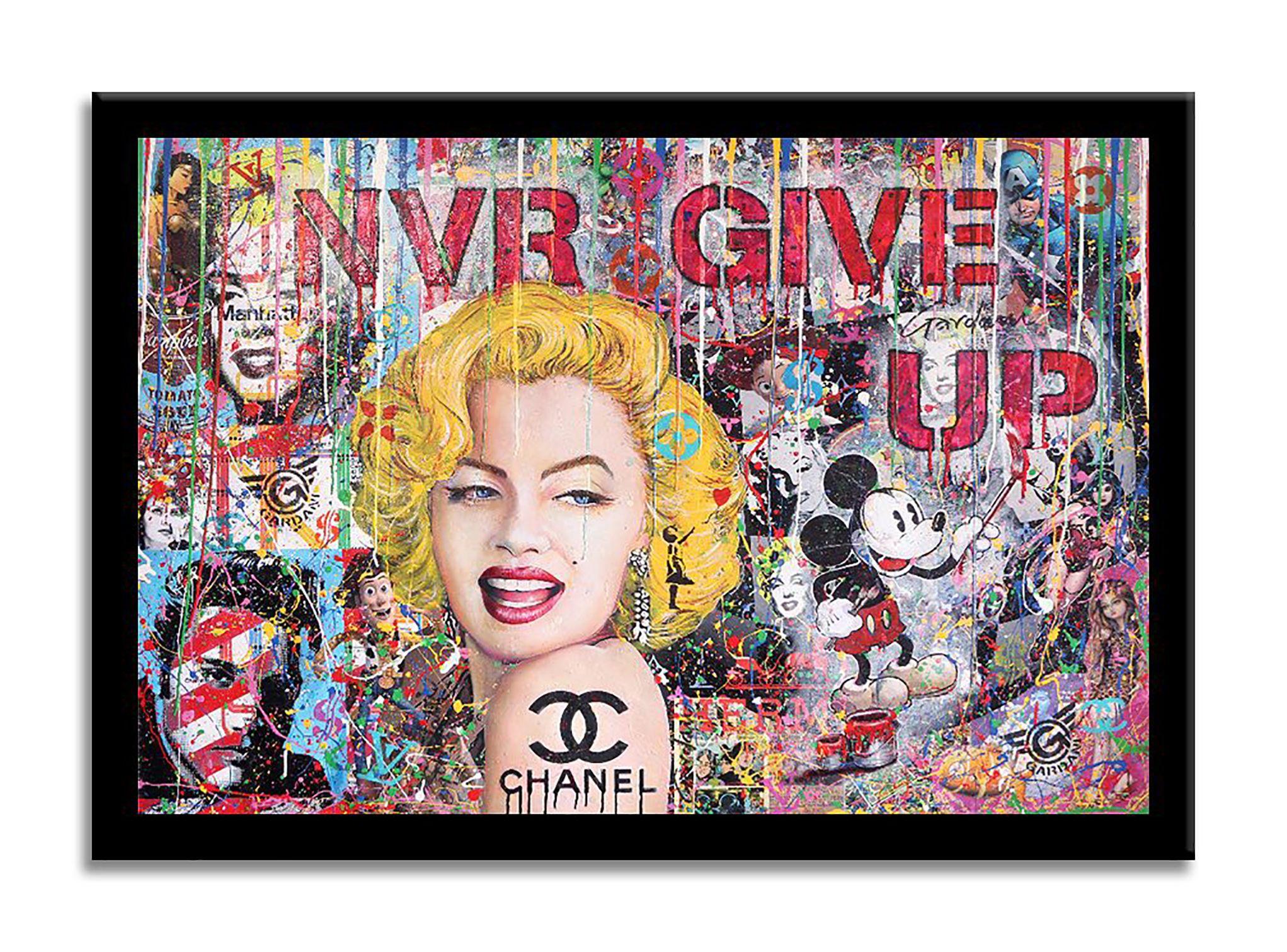 Marilyn Nvr Give UP - Peinture originale sur toile, Peinture, Acrylique sur toile - Pop Art Painting par Gardani Art