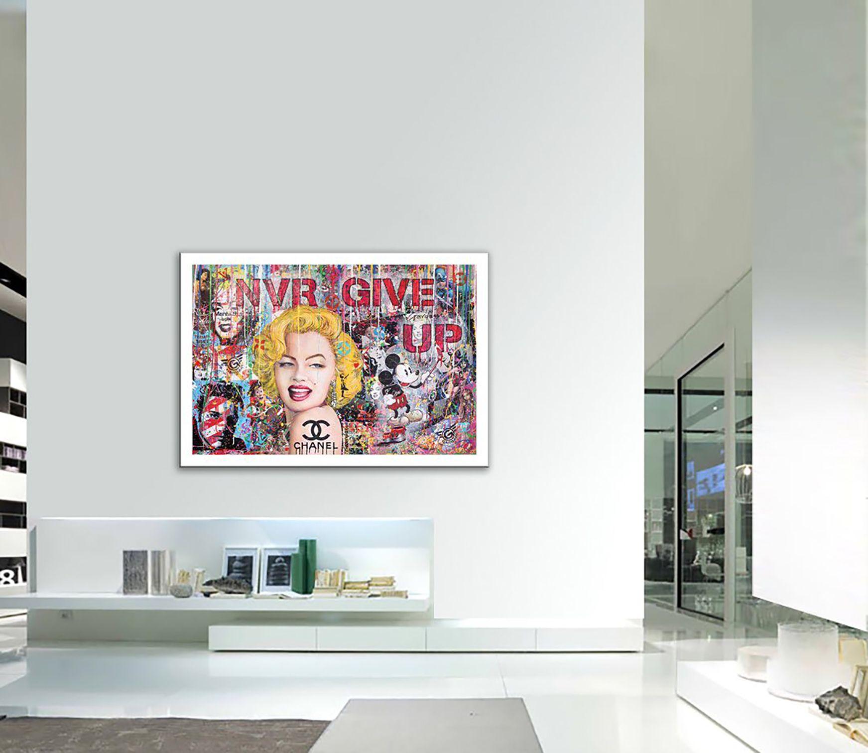 Marilyn Nvr Give UP - Peinture originale sur toile, Peinture, Acrylique sur toile en vente 2