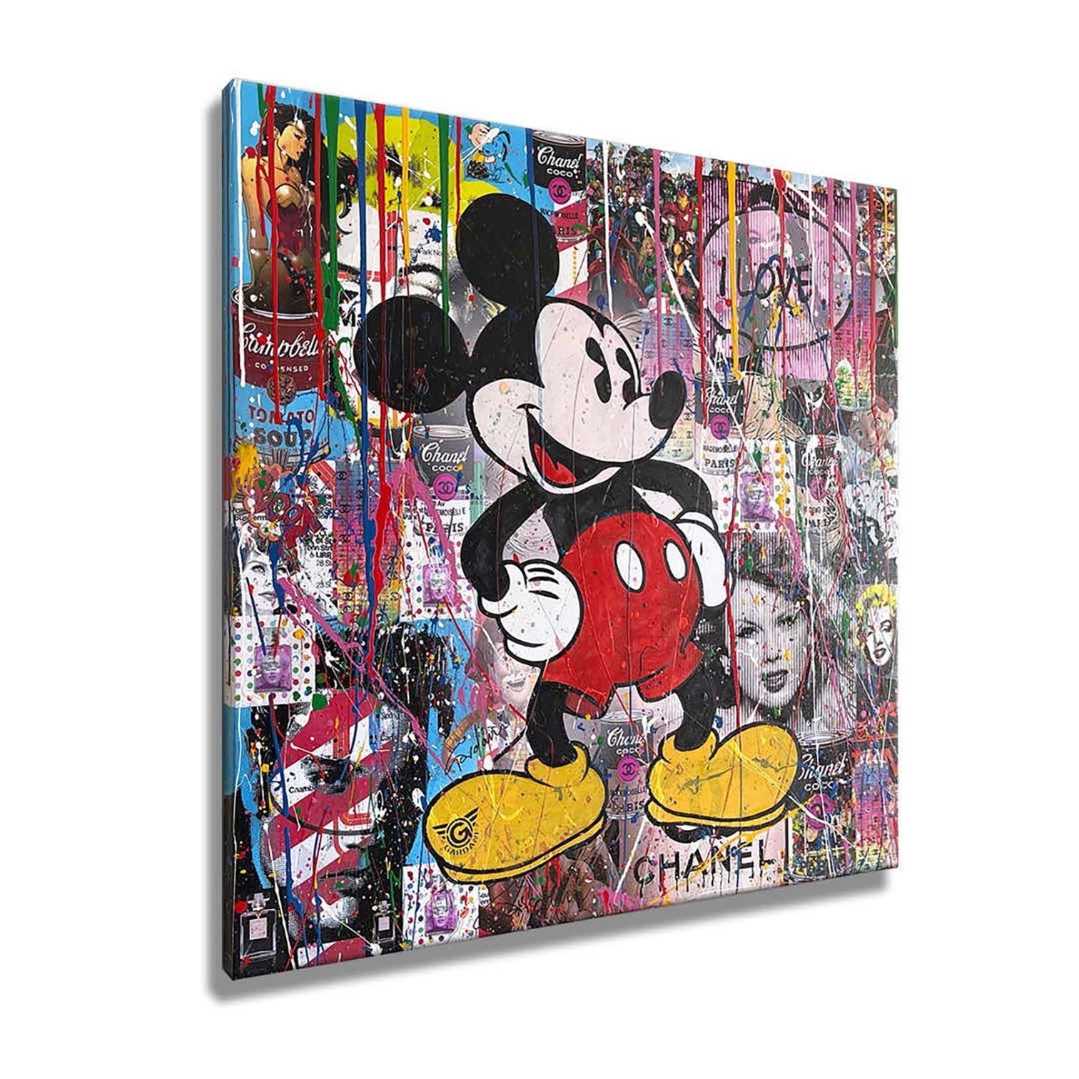 Mickey â€ I Loveâ€¦, Peinture, Acrylique sur toile - Pop Art Painting par Gardani Art