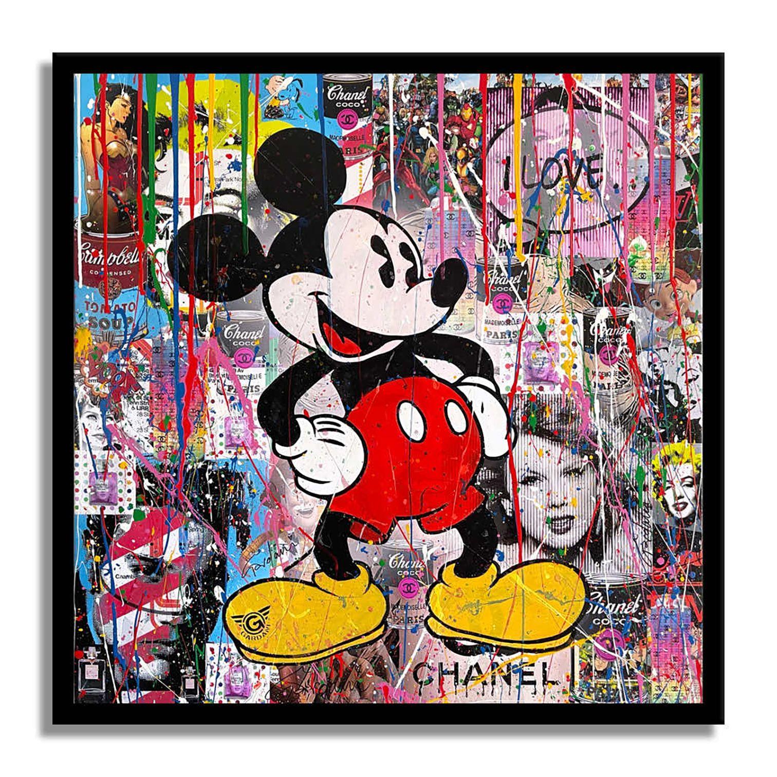 Mickey â€ I Loveâ€¦, Peinture, Acrylique sur toile en vente 1