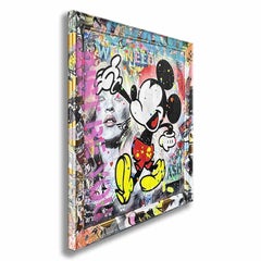 Mickey Floats Away, Painting, Acrylic on Canvas