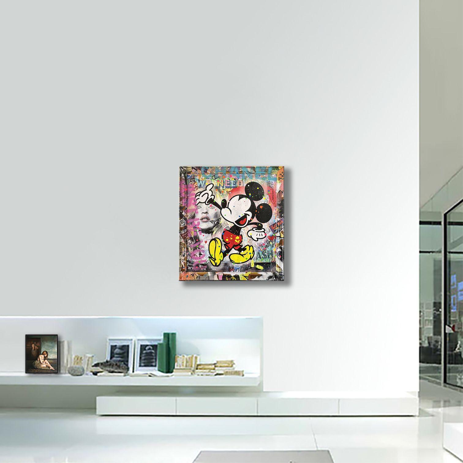 Mickey Floats Away, Gemälde, Acryl auf Leinwand im Angebot 1