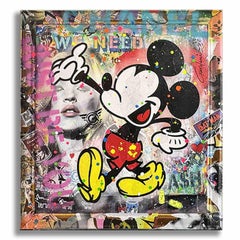 Mickey Floats Away, Painting, Acrylic on Canvas