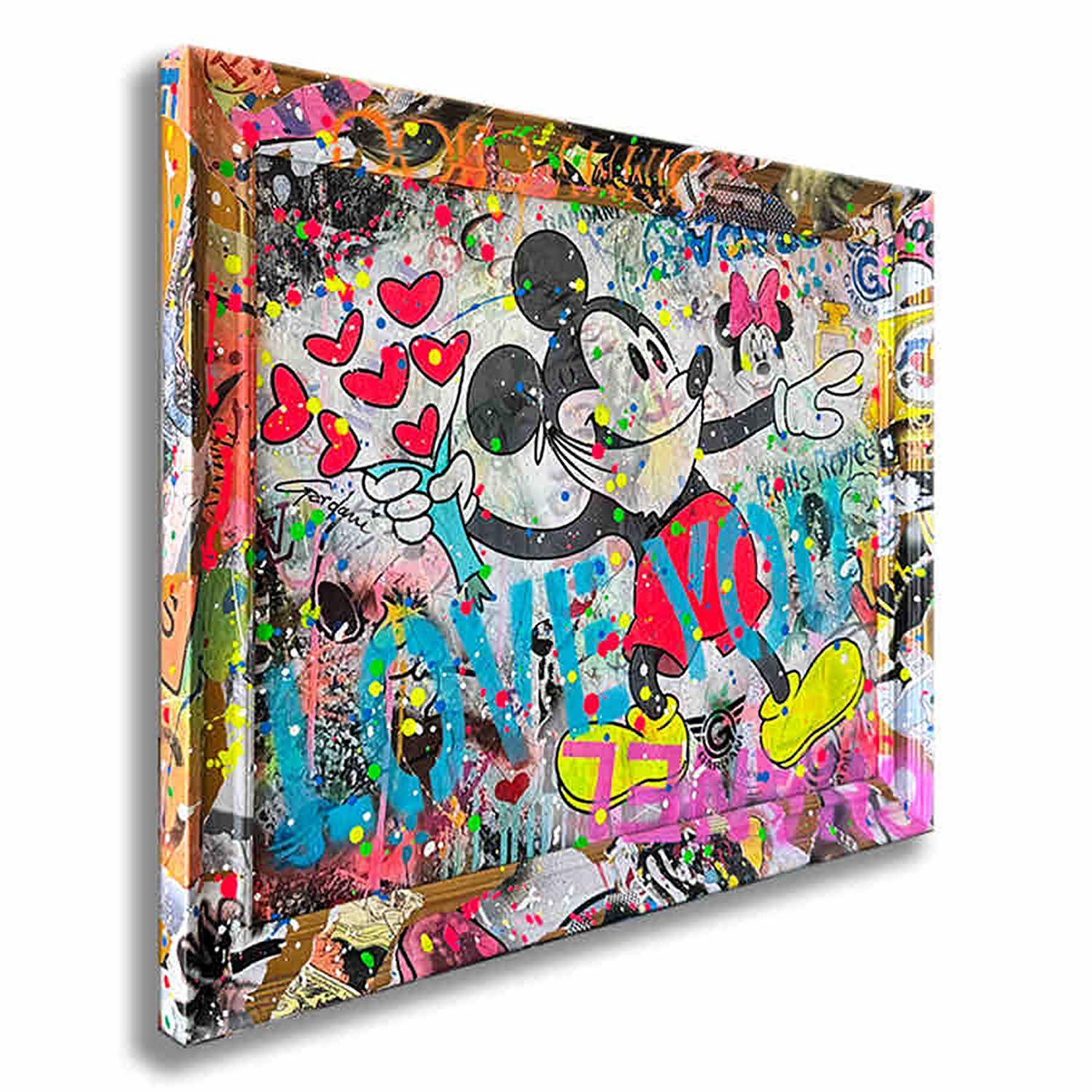 Mickey Love You More, peinture, acrylique sur toile en vente 1