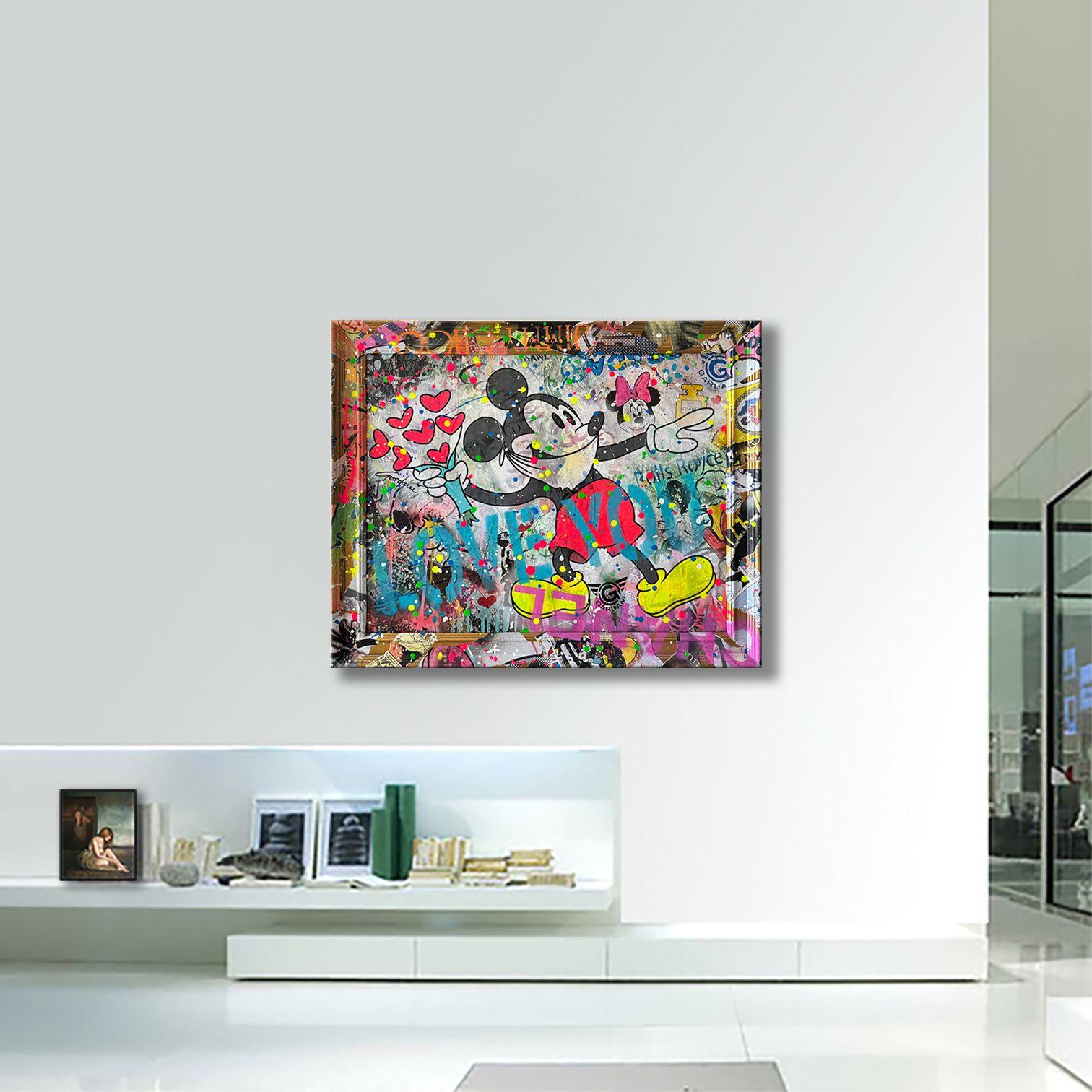Mickey Love You More, peinture, acrylique sur toile en vente 2