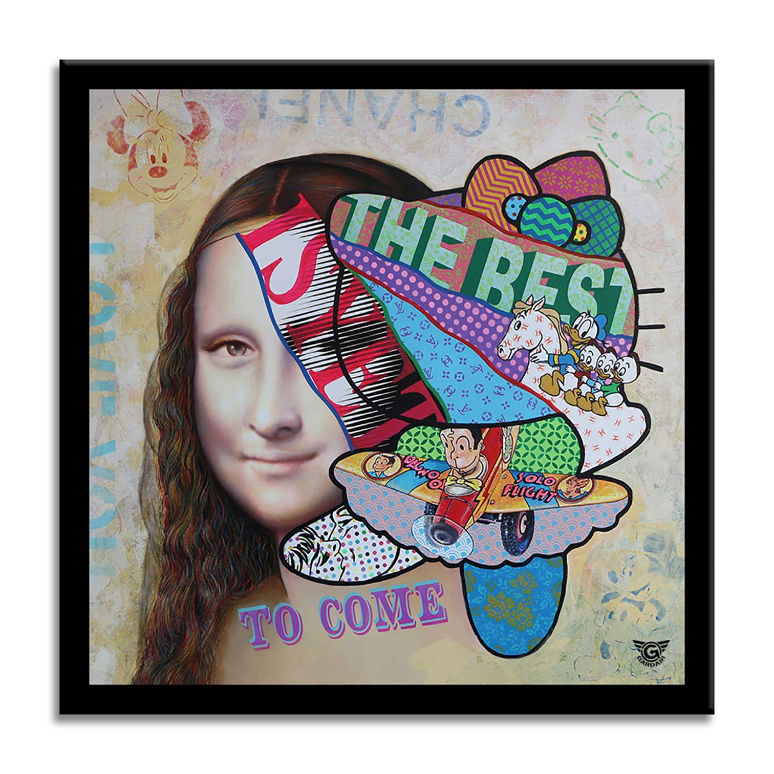 Mona Lisa Hello kitty, Painting, Oil on Canvas For Sale 1