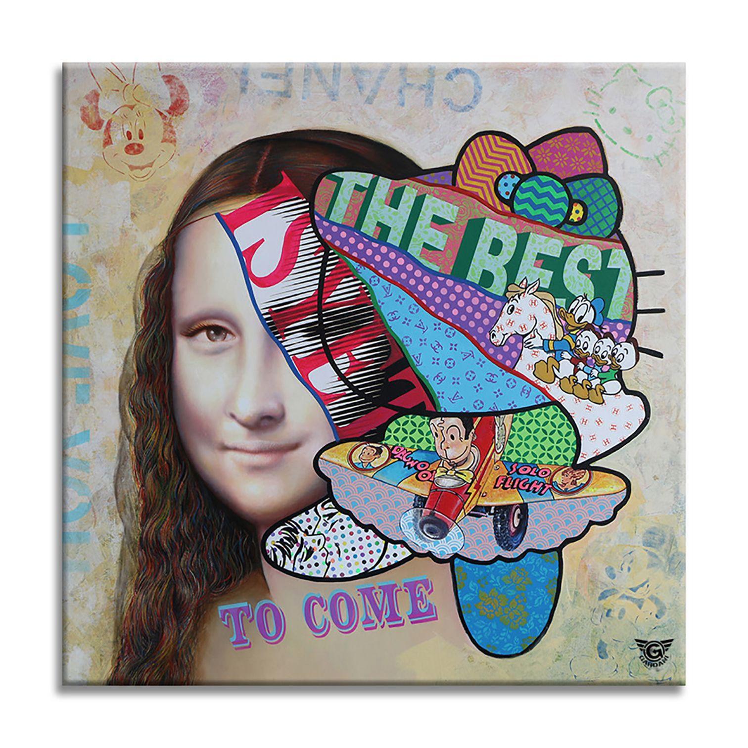 Mona Lisa Hello kitty, Painting, Oil on Canvas For Sale 3