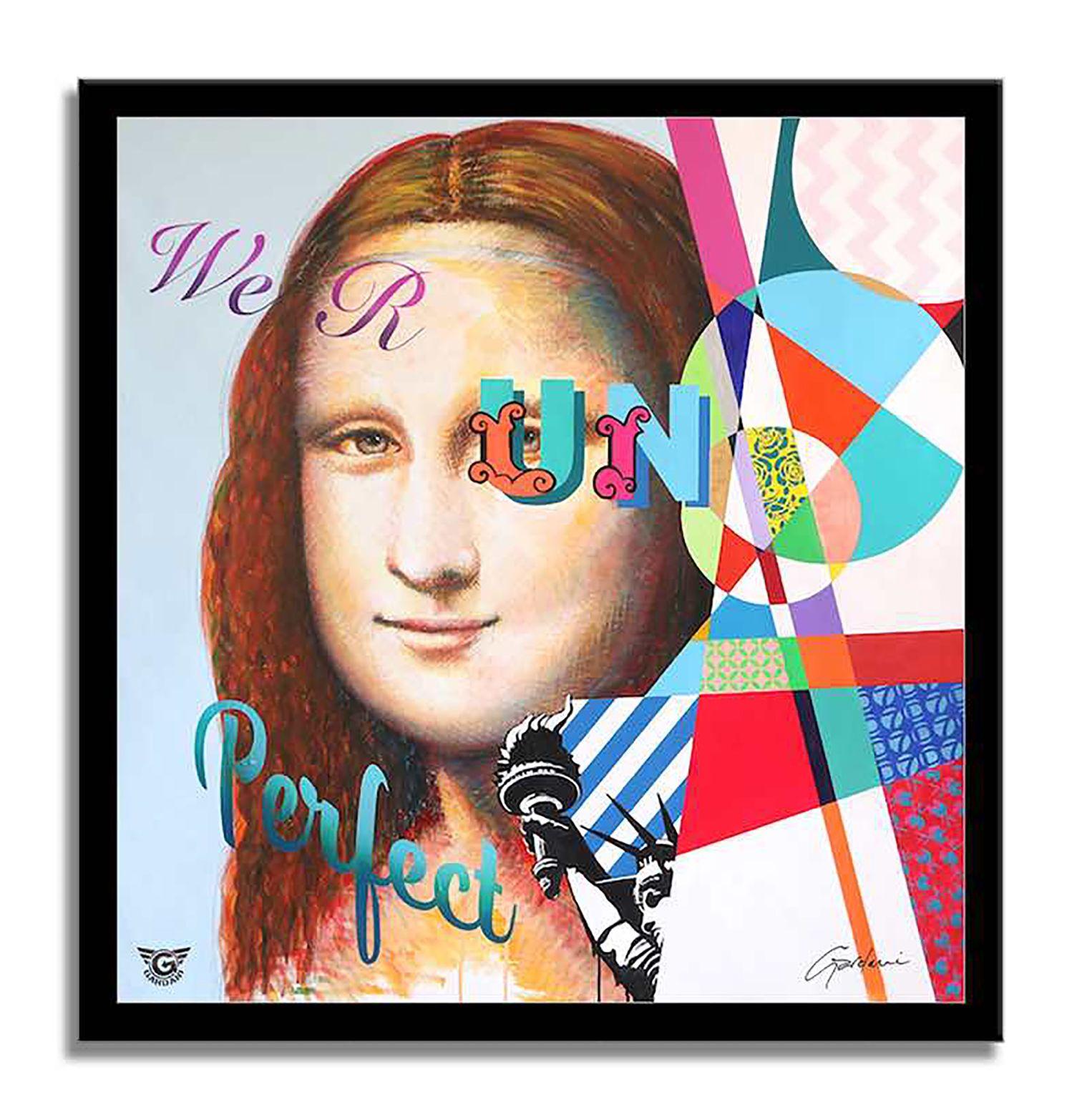 Mona Lisa - Nous sommes imparfaits, peinture, acrylique sur toile - Pop Art Painting par Gardani Art