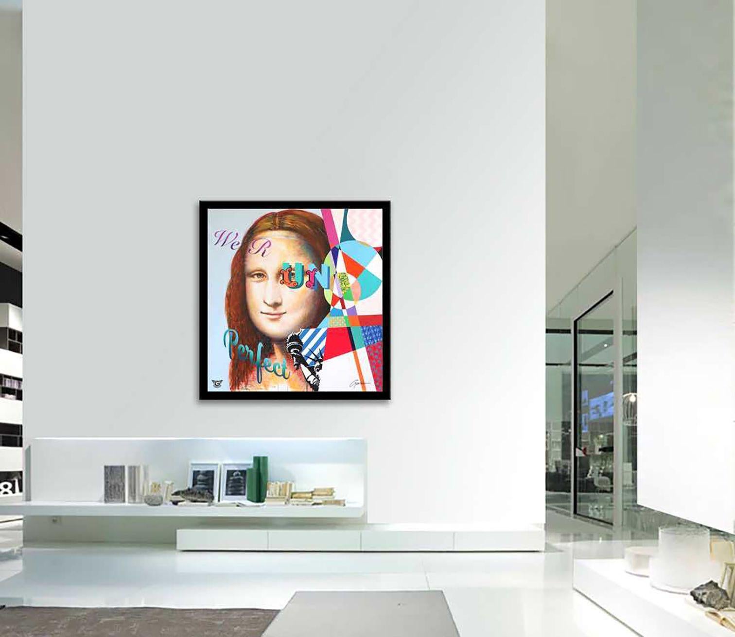 Mona Lisa - Nous sommes imparfaits, peinture, acrylique sur toile en vente 1
