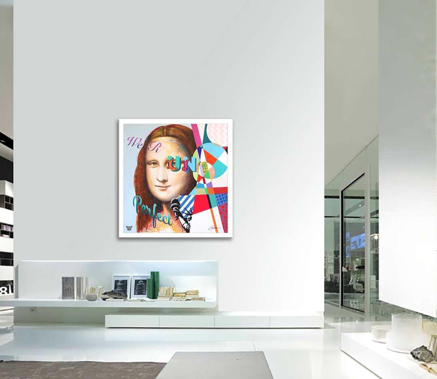 Mona Lisa - Nous sommes imparfaits, peinture, acrylique sur toile en vente 2