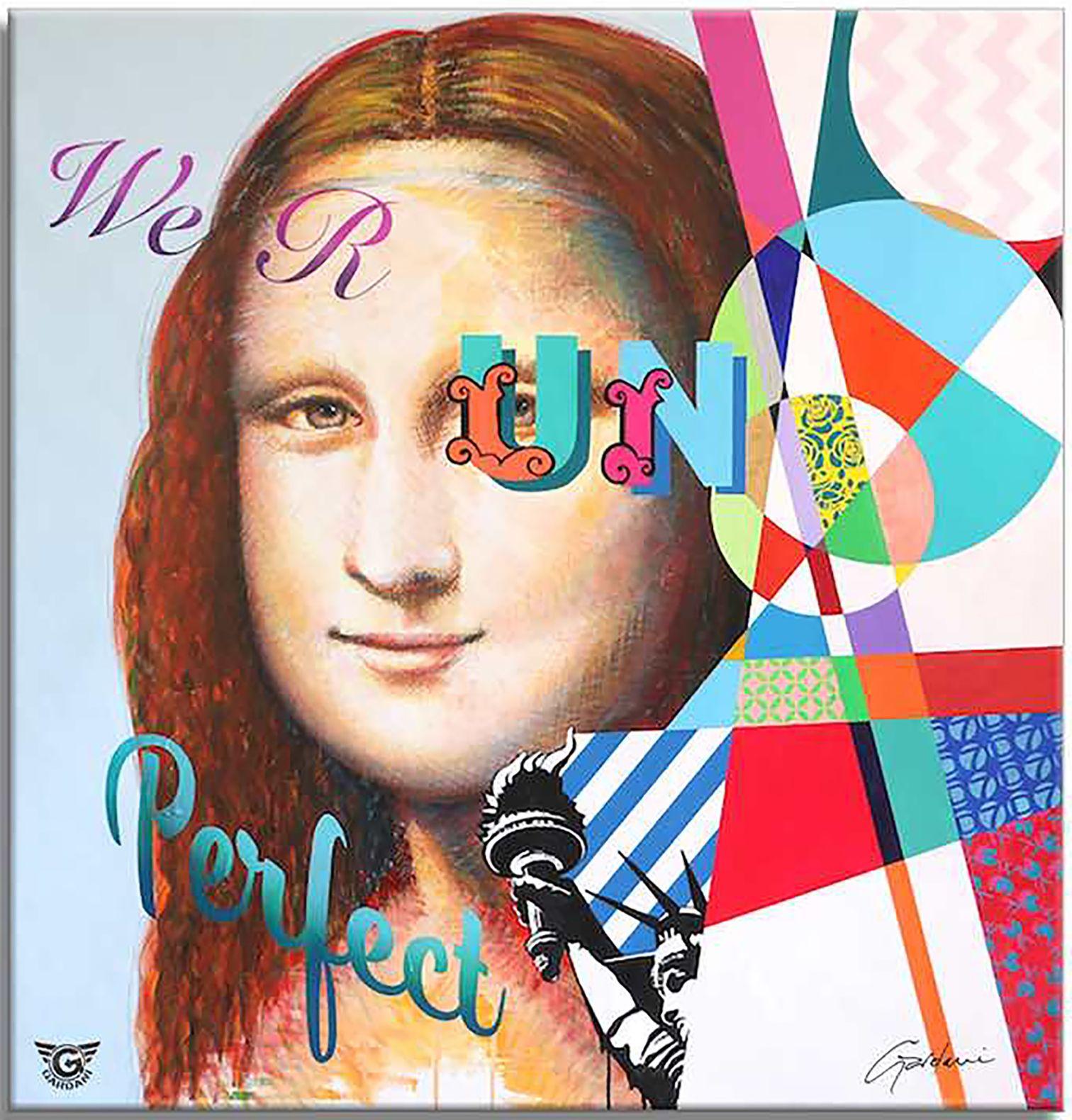 Mona Lisa - Nous sommes imparfaits, peinture, acrylique sur toile - Painting de Gardani Art