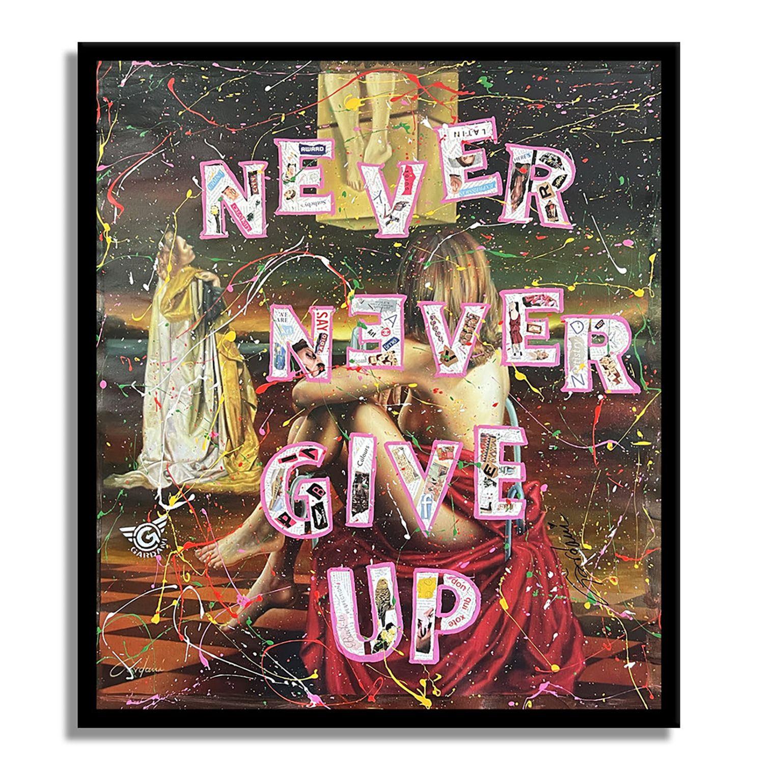 Never Give - Peinture originale sur toile, Peinture, Acrylique sur toile en vente 2