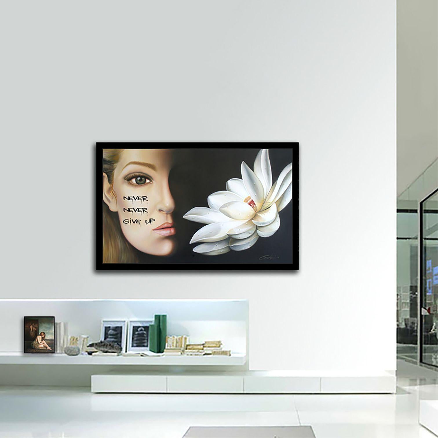 Never Give Up, Painting, Oil on Canvas For Sale 3
