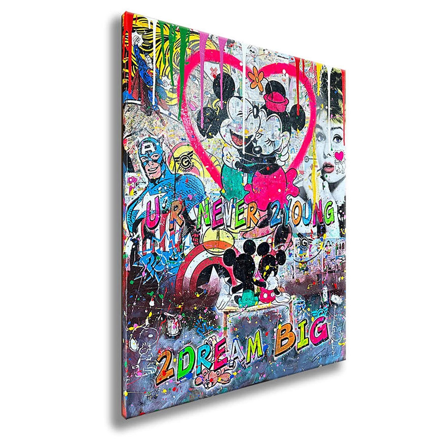 Einzigartiges Pop-Art-Originalgemälde auf Leinwand von Gardani, handsigniert vom Künstler auf der Vorder- und Rückseite, kommt mit offiziellem Gardani-Echtheitszertifikat mit einer einzigartigen Dollarschein-Sequenz als Registrierungsnummer für