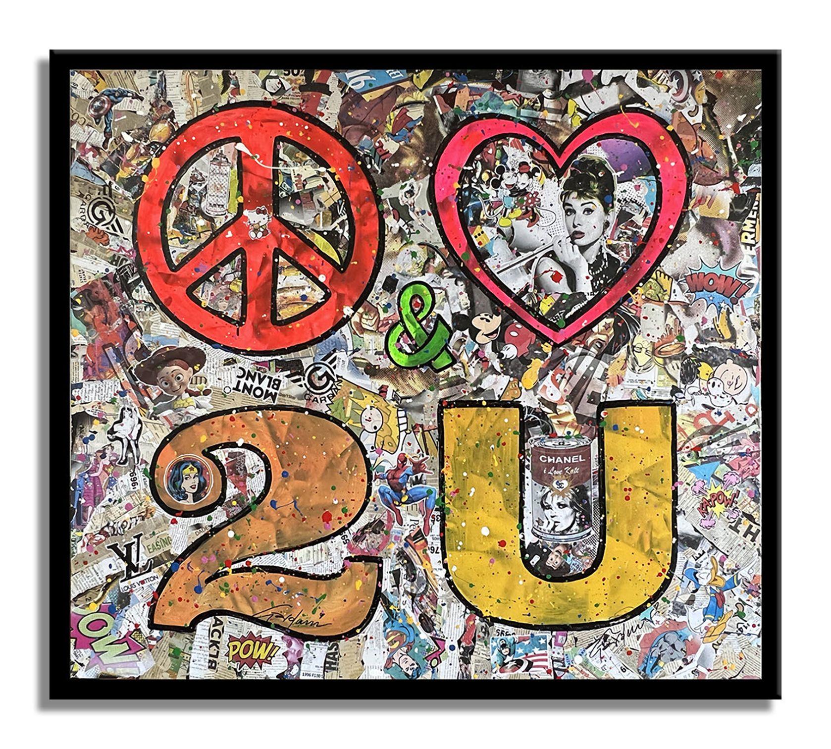Peace Love 2U â€“ Original Painting on canvas, Painting, Acrylic on Canvas For Sale 1