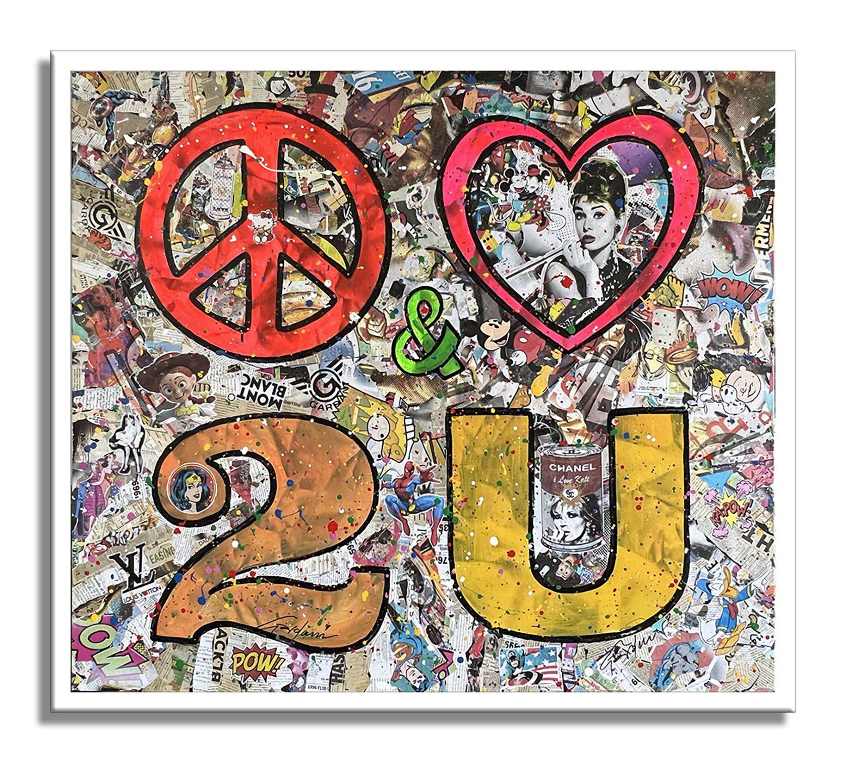 Peace Love 2U â€“ Original Painting on canvas, Painting, Acrylic on Canvas For Sale 3