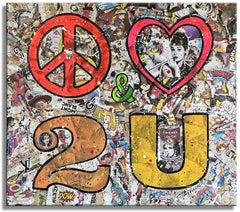 Peace Love 2U - Peinture originale sur toile, Peinture, Acrylique sur toile