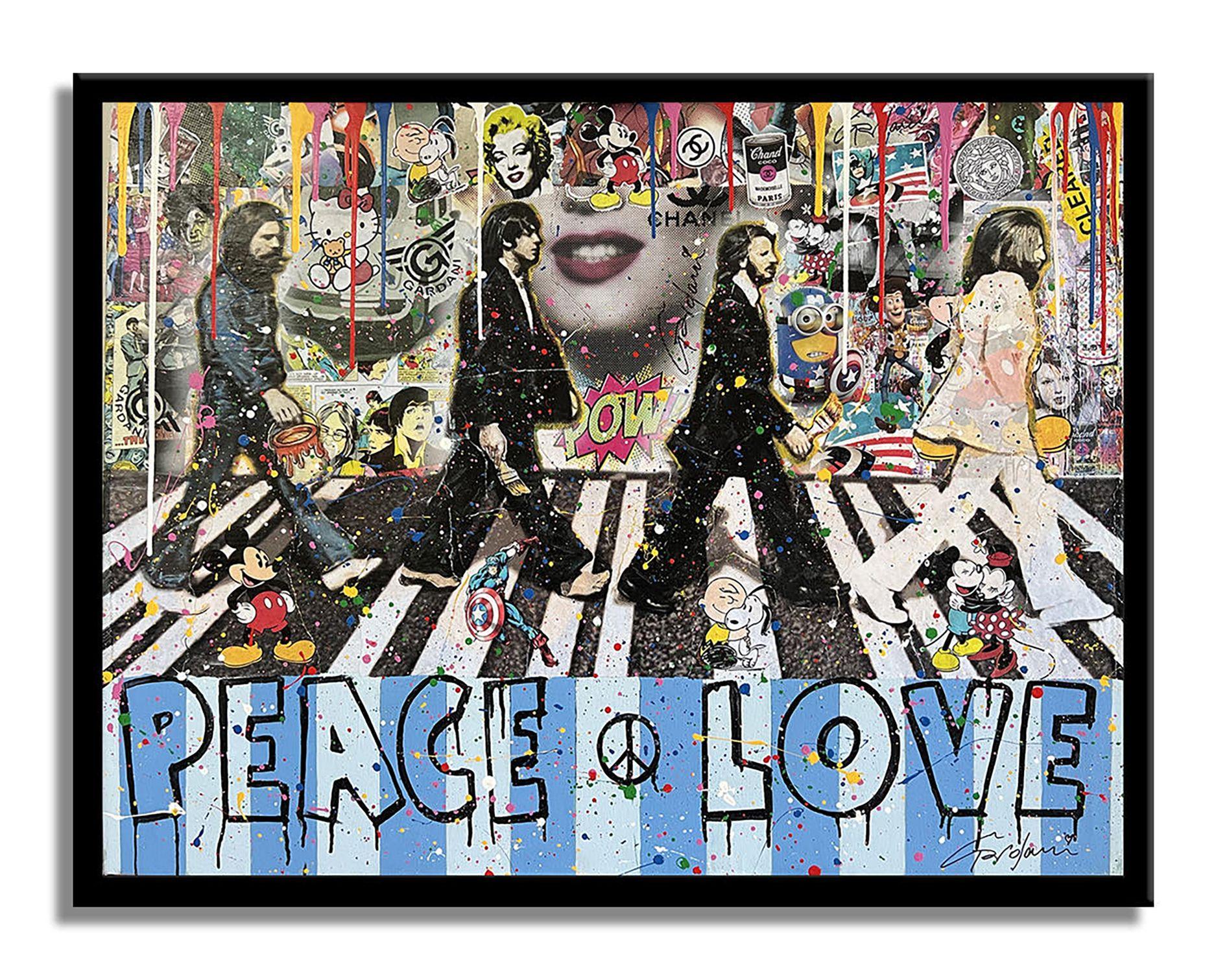 Peace Love D13 - Peinture originale sur toile, Peinture, Acrylique sur toile - Pop Art Painting par Gardani Art