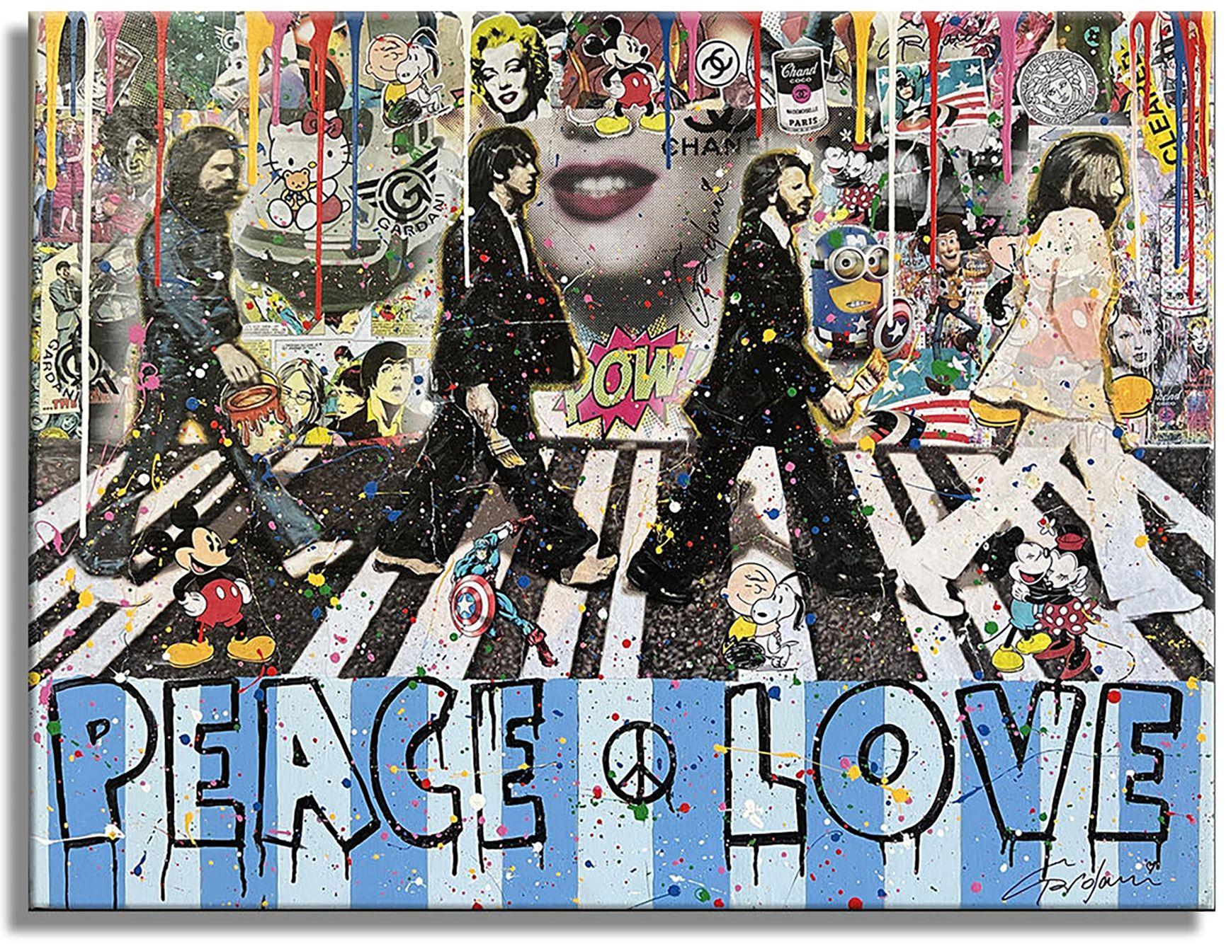 Peace Love D13 - Peinture originale sur toile, Peinture, Acrylique sur toile - Painting de Gardani Art