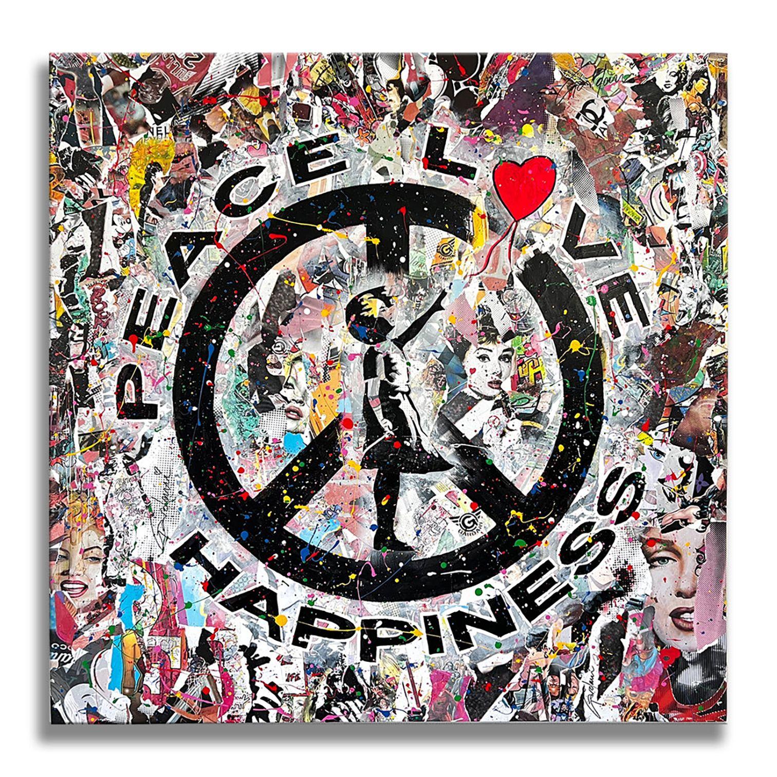 Peace Love H. - Peinture originale sur toile, Peinture, Acrylique sur toile - Pop Art Painting par Gardani Art