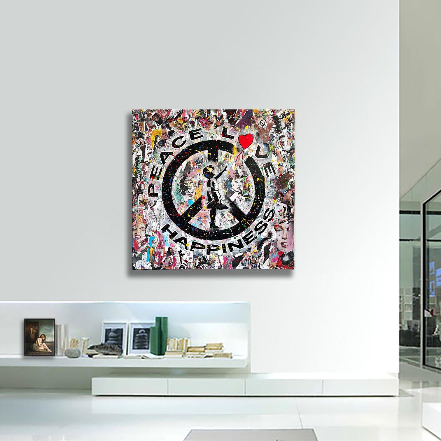 Peace Love H. â€“ Original Painting on Canvas, Painting, Acrylic on Canvas For Sale 4