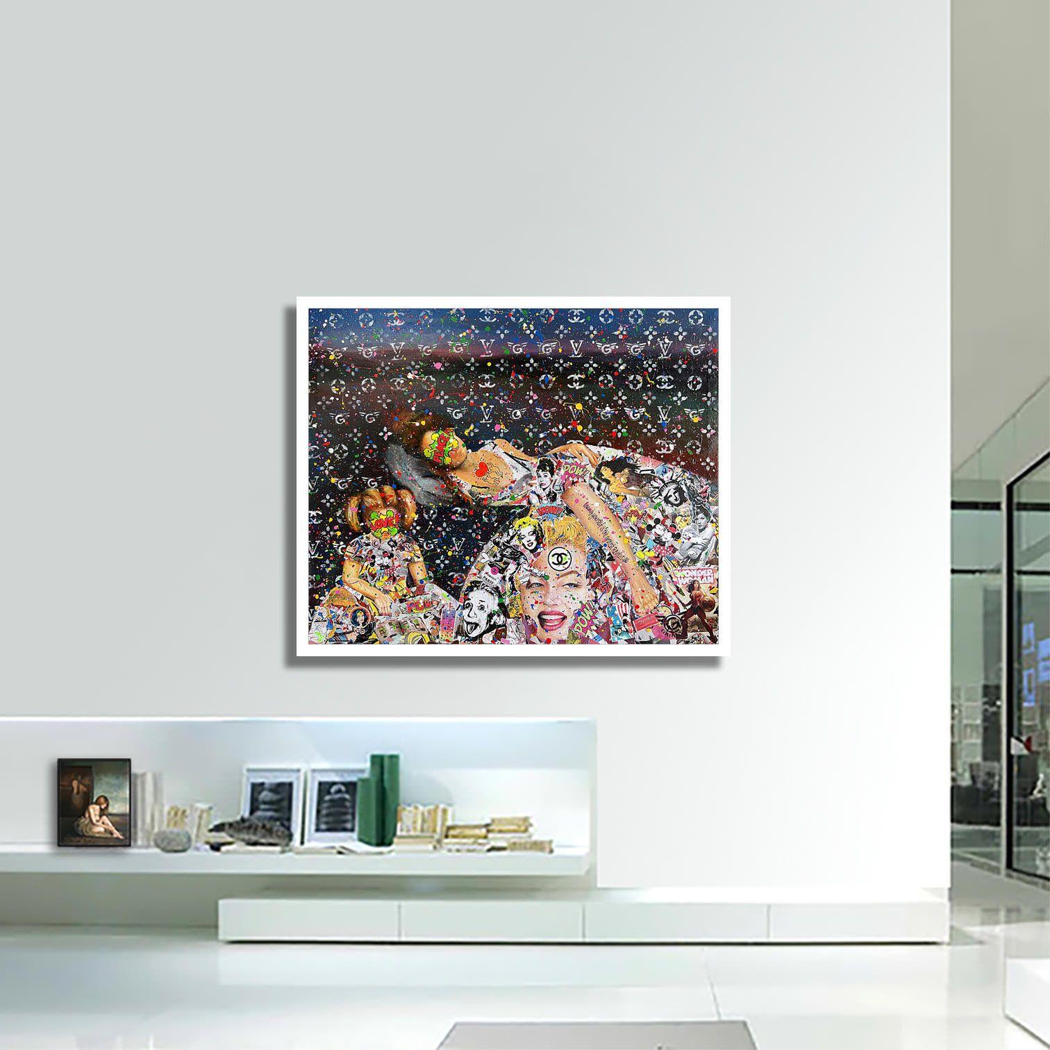 Einzigartiges Pop-Art-Originalgemälde auf Leinwand von Gardani, handsigniert vom Künstler auf der Vorder- und Rückseite, kommt mit offiziellem Gardani-Echtheitszertifikat mit einer einzigartigen Dollarschein-Sequenz als Registrierungsnummer für