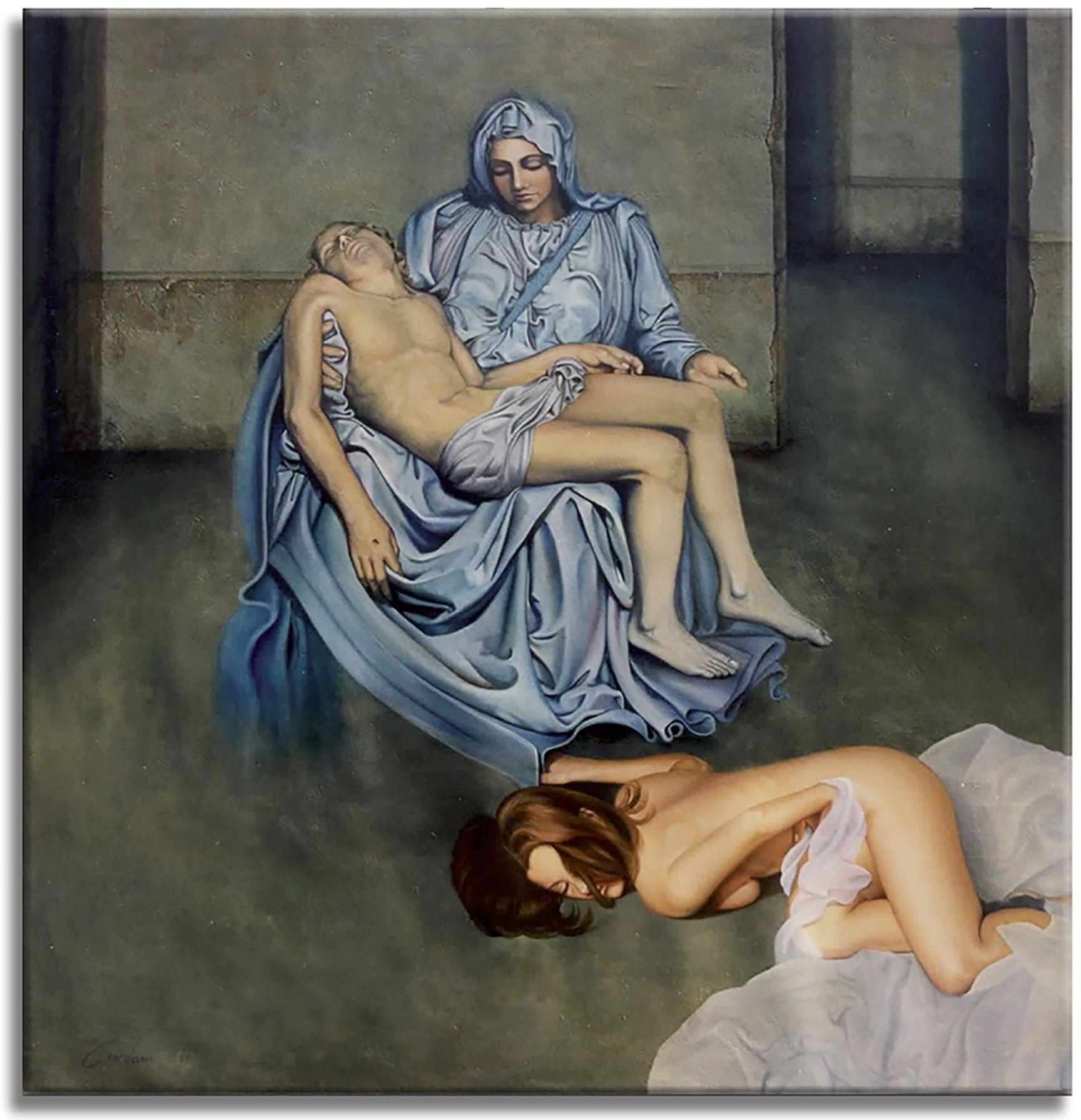 Pieta d'après Michelangel, peinture sur toile